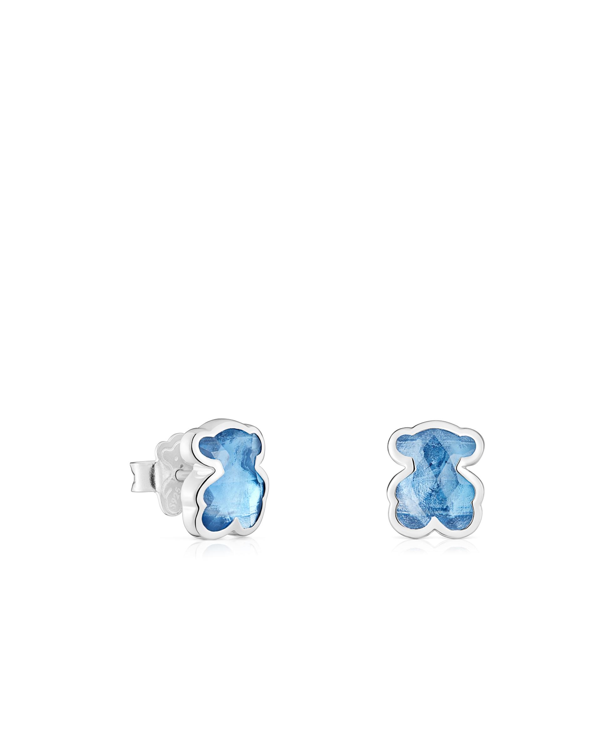 Brincos Icon Color Lgg de Prata com Espinela Azul Criada em Laboratório Azul-1