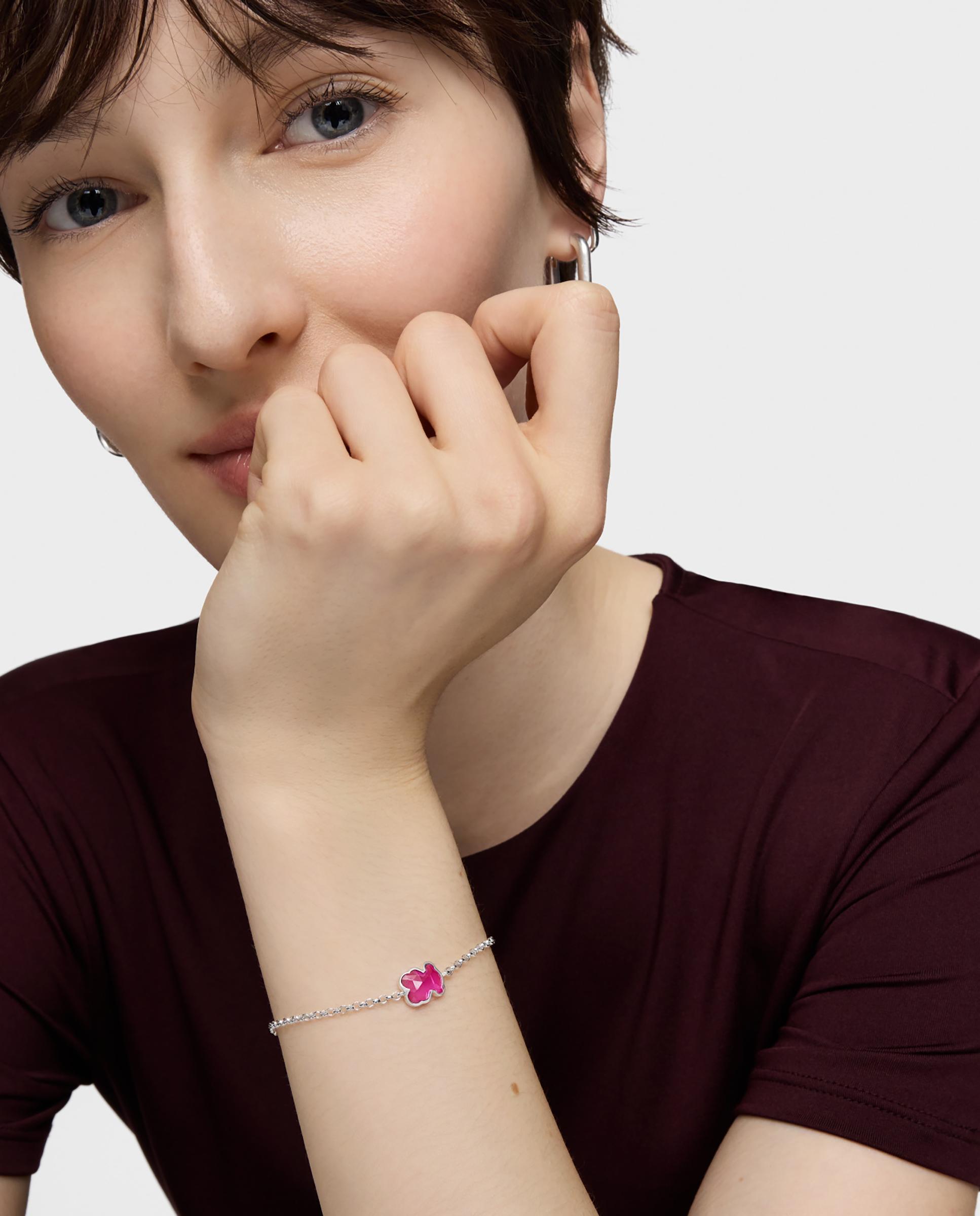 Pulseira de Corrente Icon Color Lgg de Prata com Rubi Criado em Laboratório Rosa-4