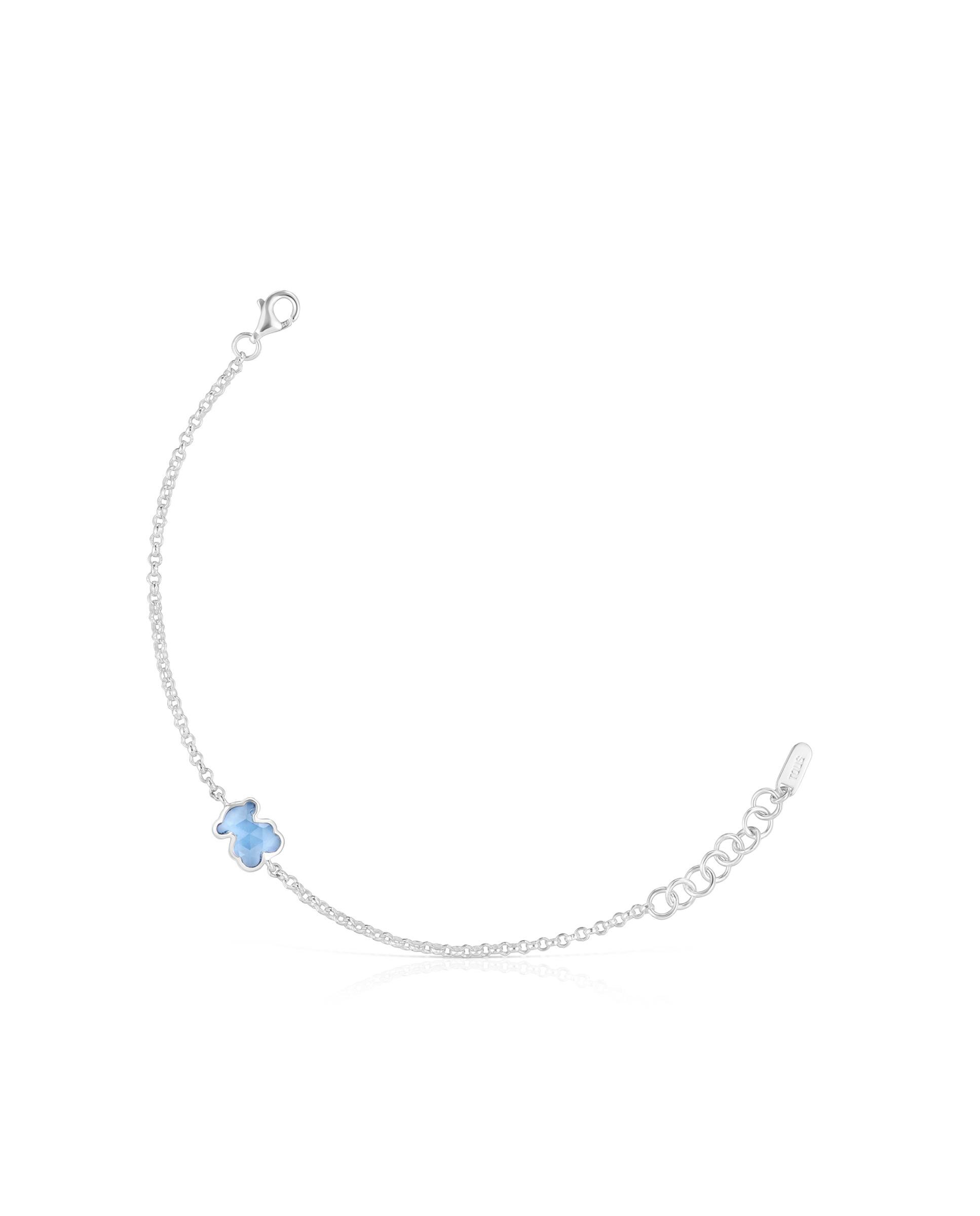 Pulseira de Corrente Icon Color Lgg Pulseira de Corrente de Prata com Espinela Azul Criada em Laboratório Azul-1
