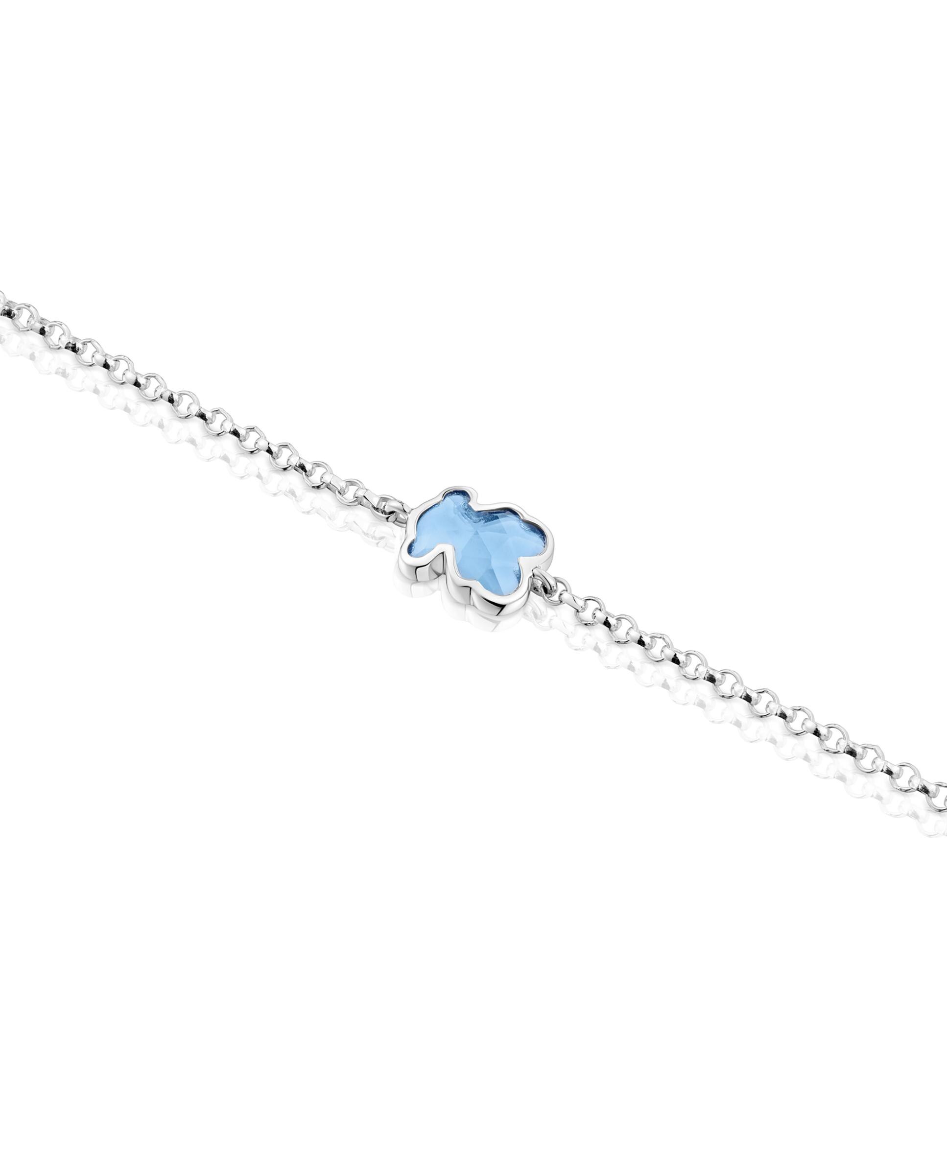 Pulseira de Corrente Icon Color Lgg Pulseira de Corrente de Prata com Espinela Azul Criada em Laboratório Azul-3