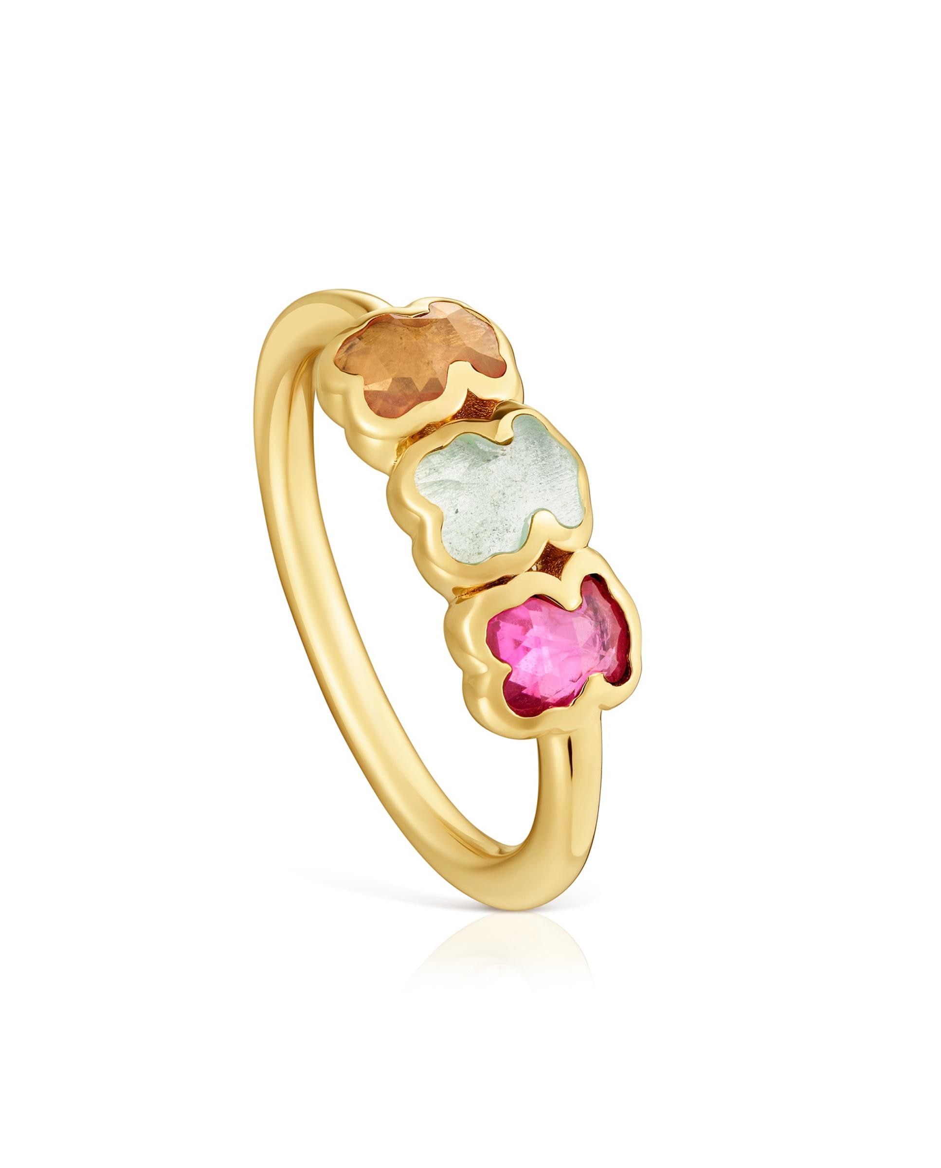 Anel Icon Color Lgg Banhado a Ouro 18 Kt Sobre Prata com Pedras Criadas em Laboratório Multicolor-1