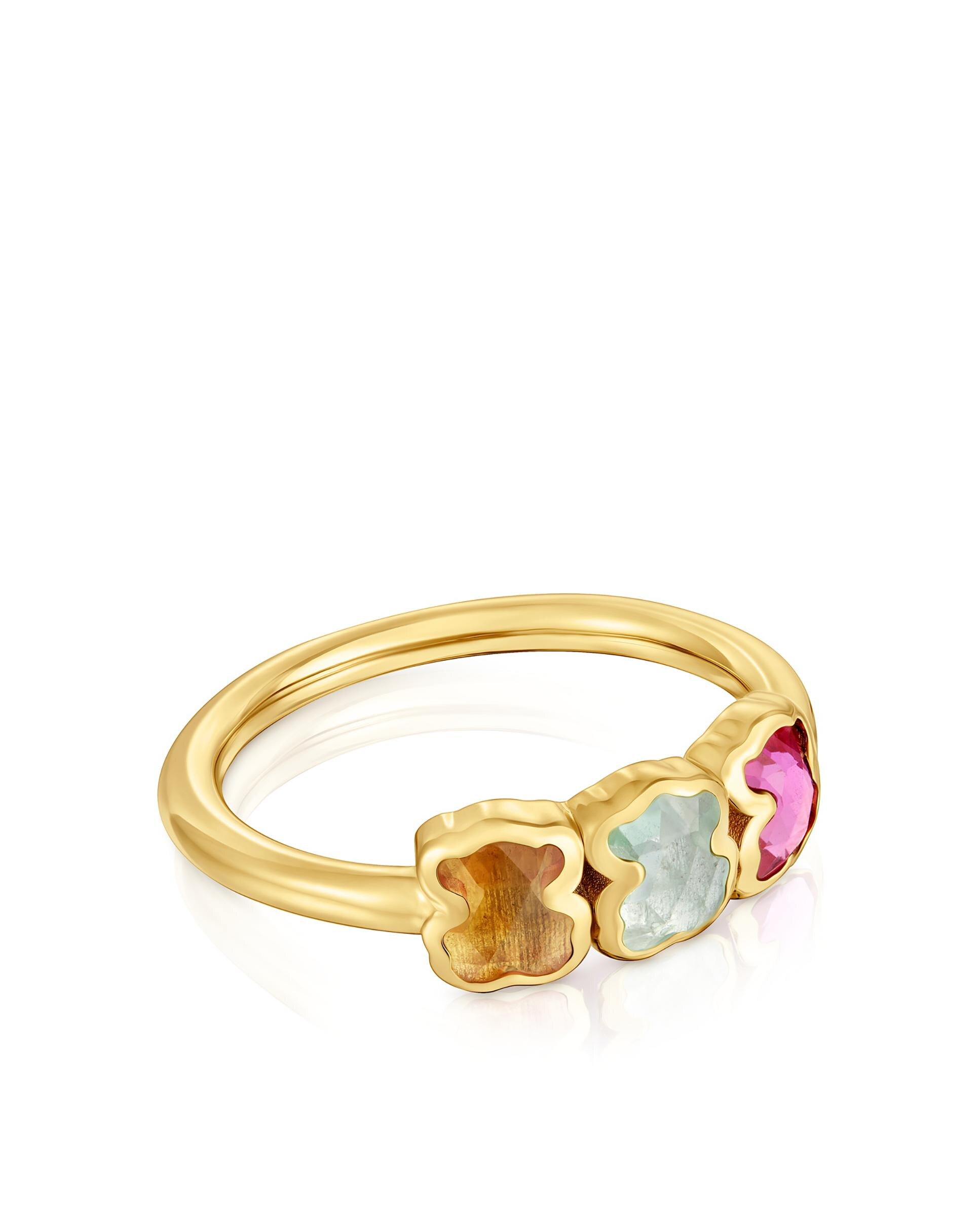 Anel Icon Color Lgg Banhado a Ouro 18 Kt Sobre Prata com Pedras Criadas em Laboratório Multicolor-2