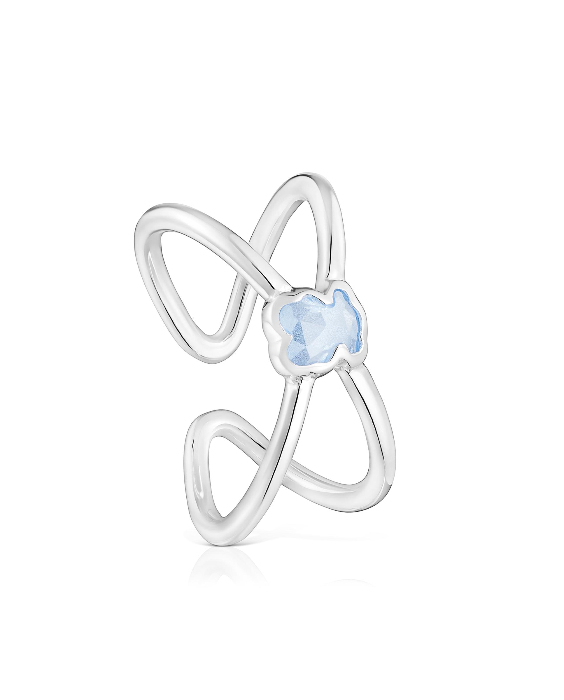 Anel Icon Color Lgg Pequeno de Prata com Espinela Azul Criada em Laboratório Azul-1