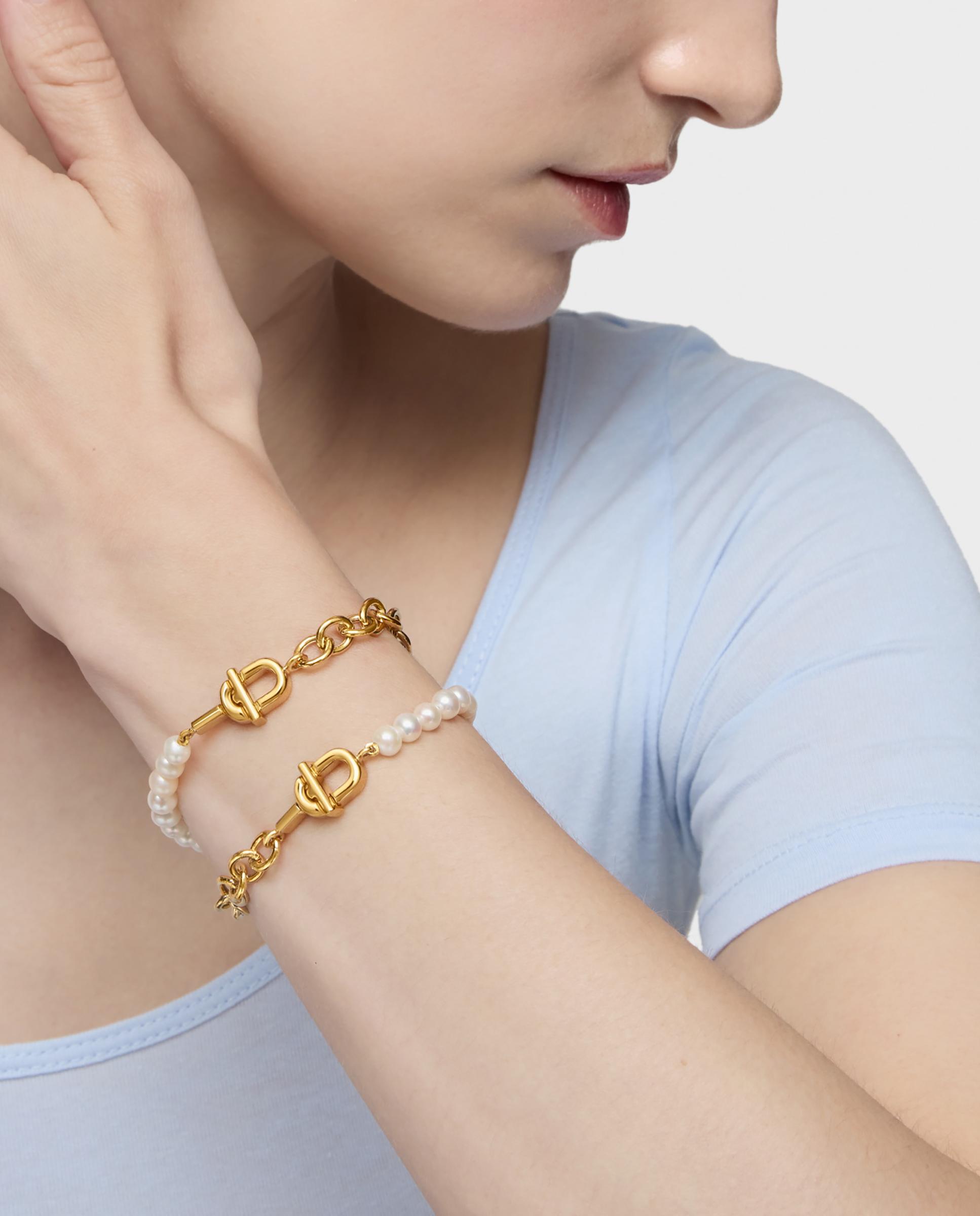 Bracelete Manifesto de Pérolas Cultivadas com Banho de Ouro 18 Kt Sobre Prata Branco-5