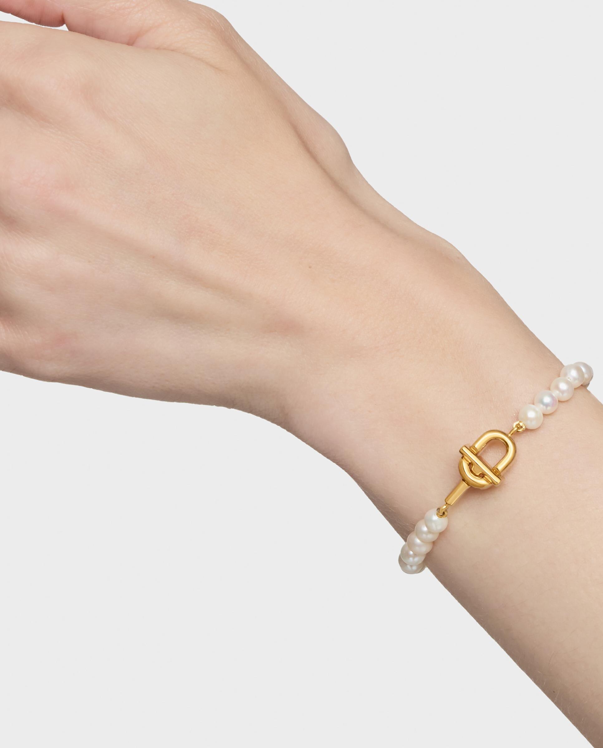 Bracelete Manifesto de Pérolas Cultivadas com Banho de Ouro 18 Kt Sobre Prata Branco-6