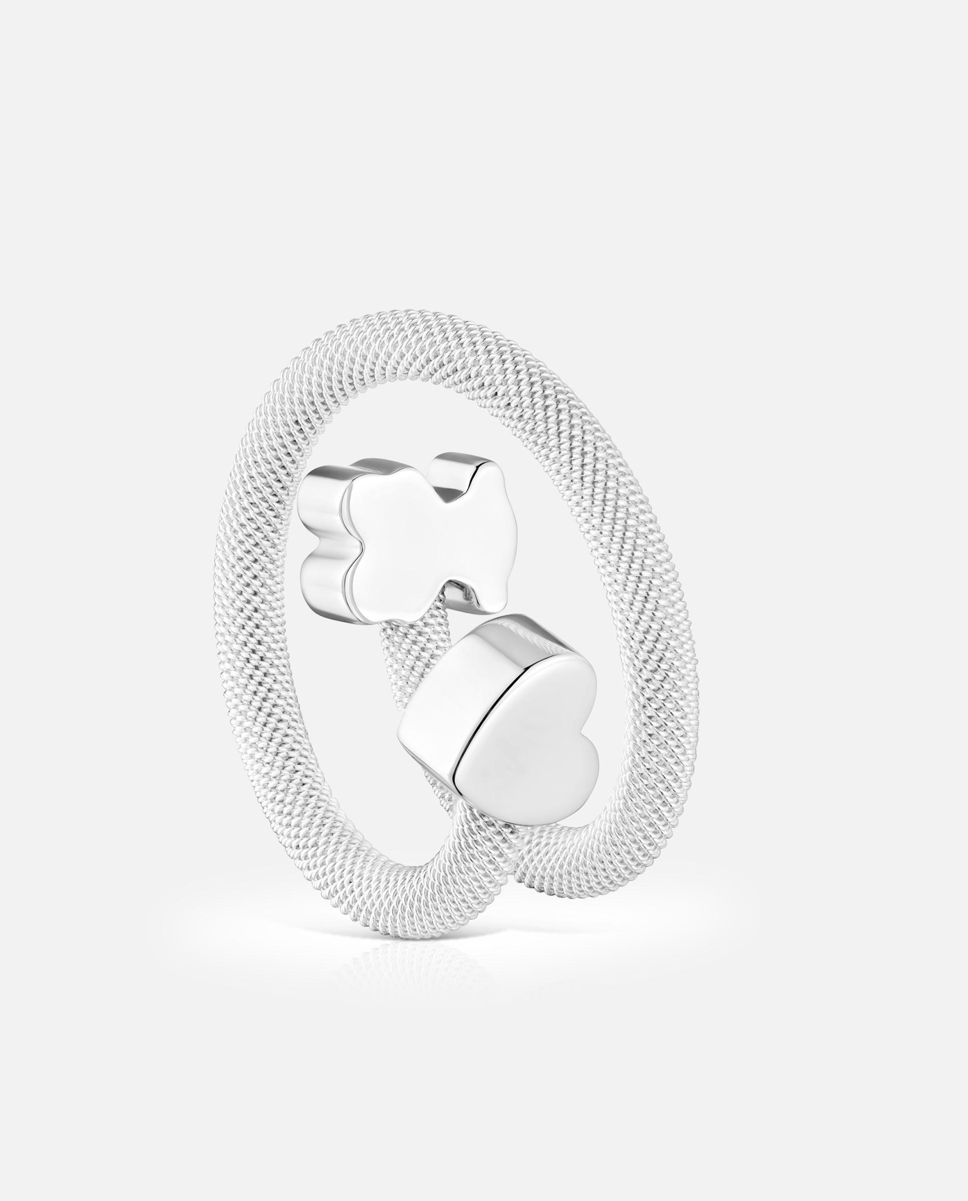 Anel Entrelaçado Icon Mesh Espiral de Prata e Motivos Prateado-1