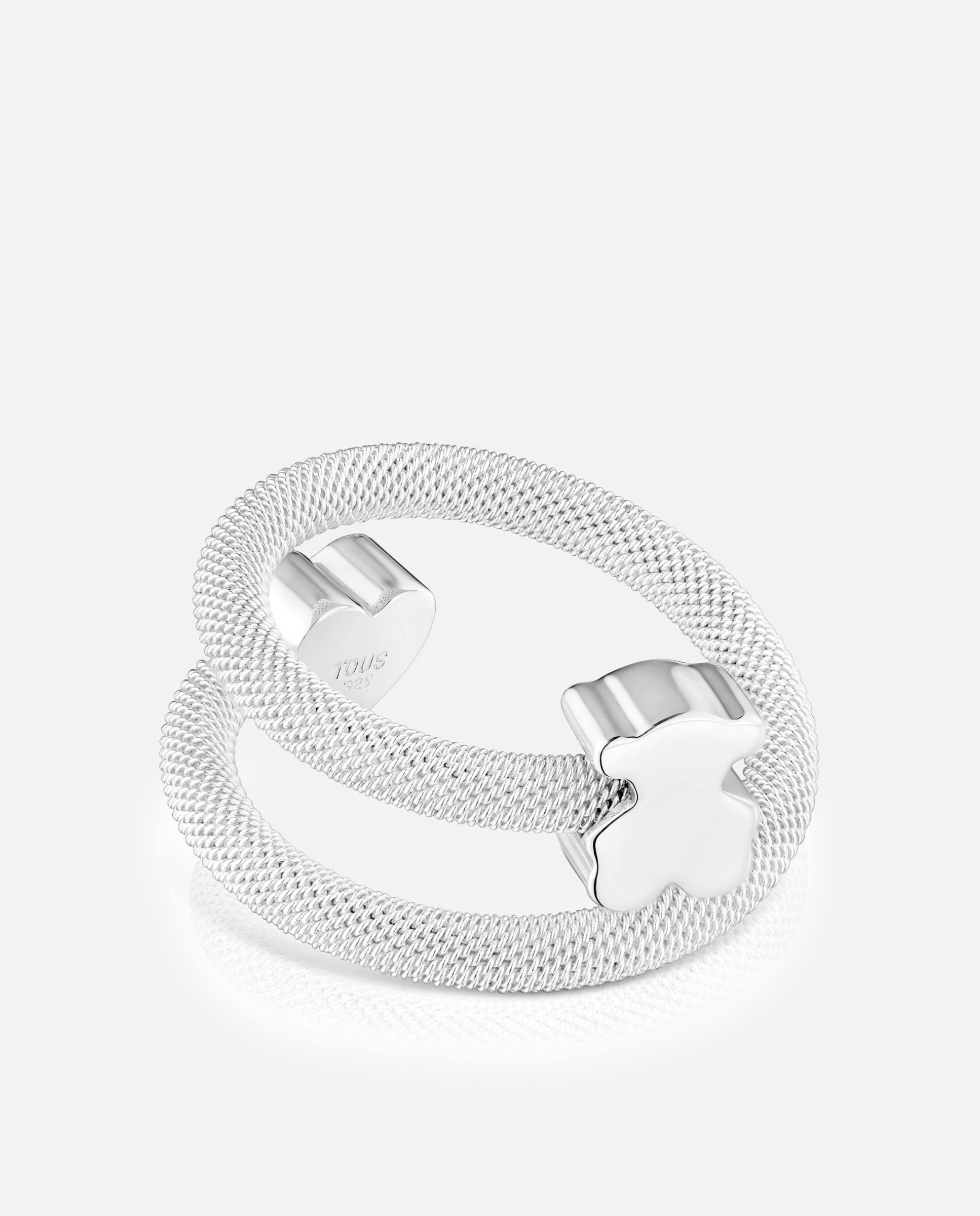 Anel Entrelaçado Icon Mesh Espiral de Prata e Motivos Prateado-4