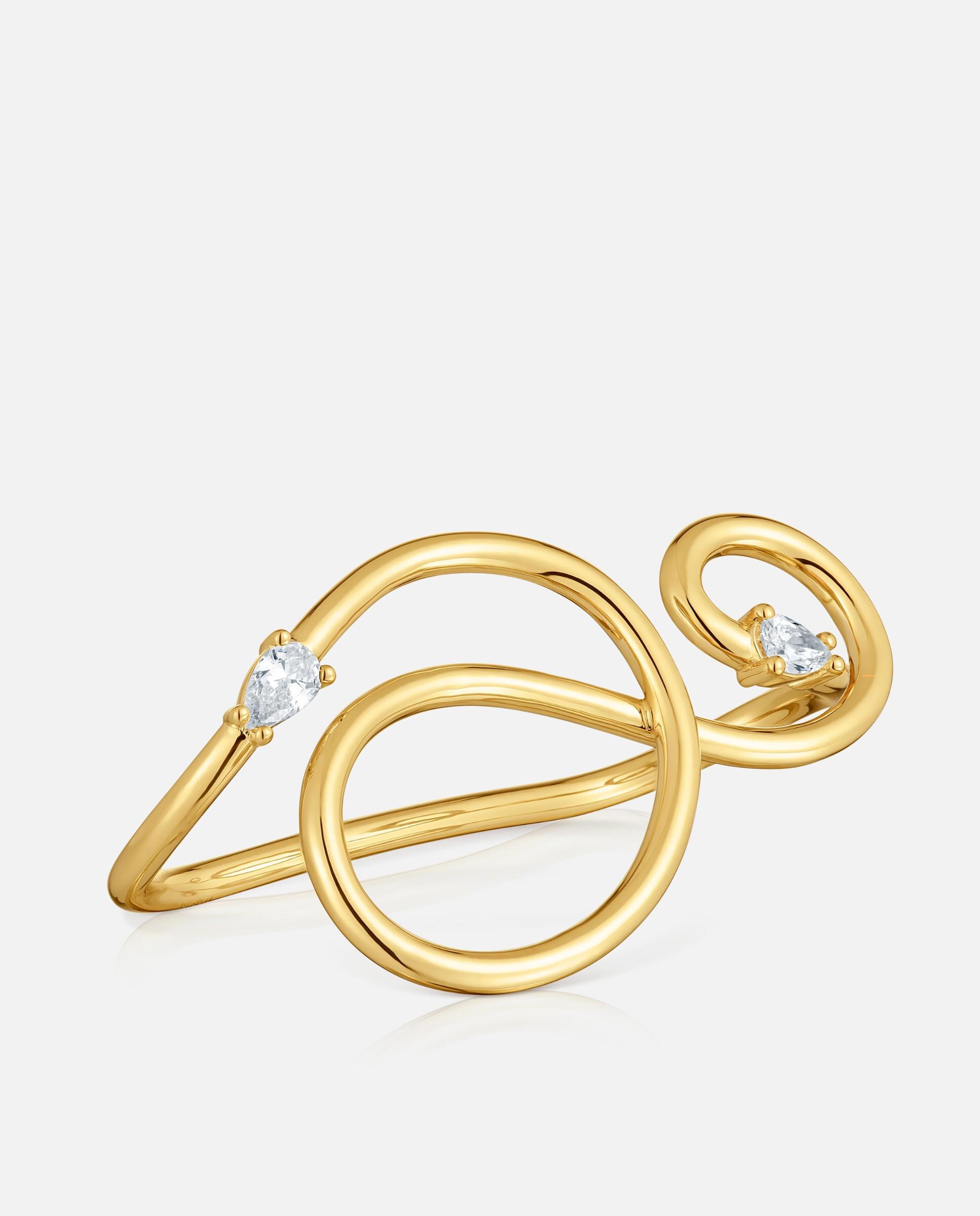 Anel com Pedras Lio Lgd Banhado a Ouro 18 Kt Sobre Prata e Diamantes Criados em Laboratório Branco-2