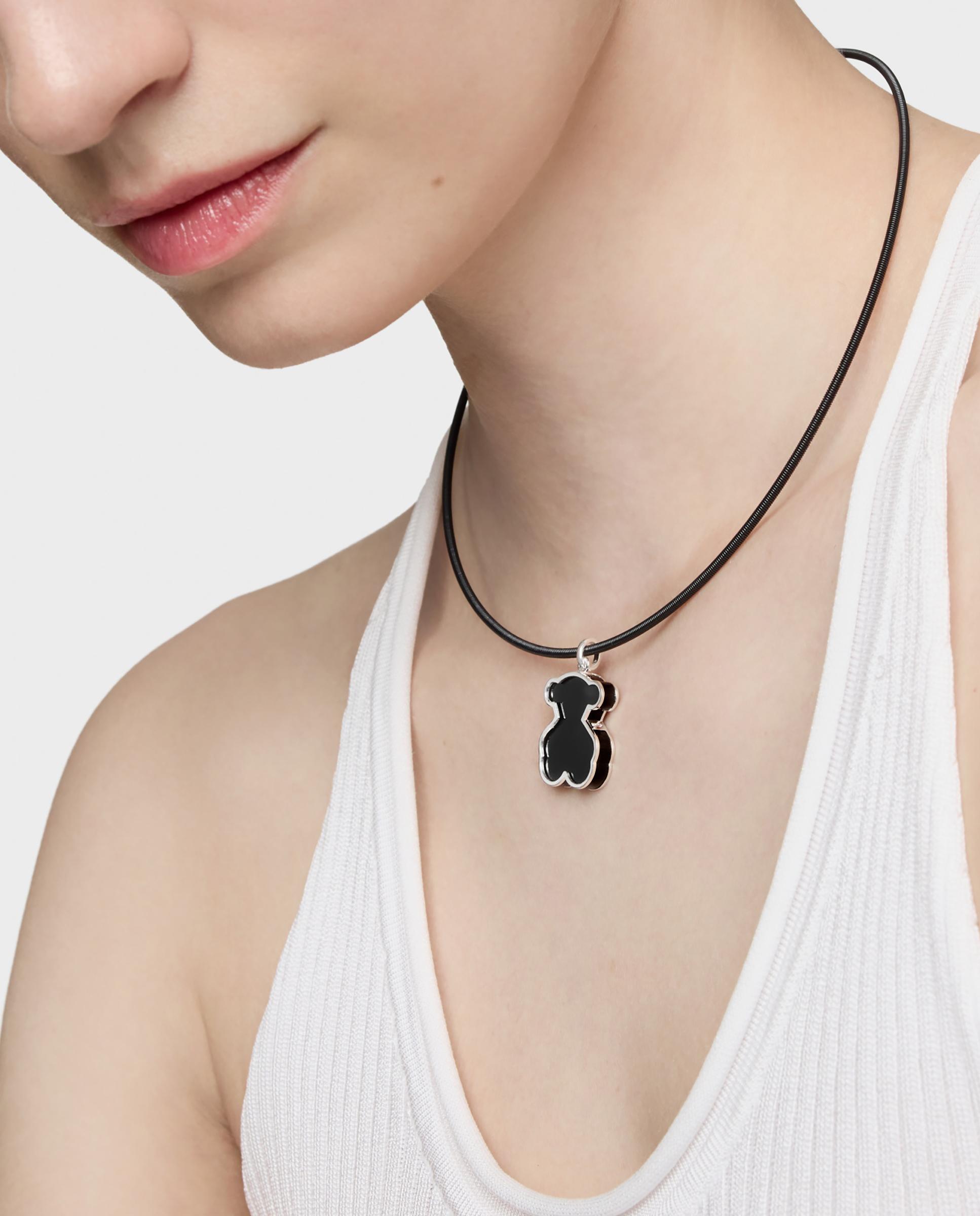 Pendente Galaxy de Prata e Metacrilato em Preto Preto-5