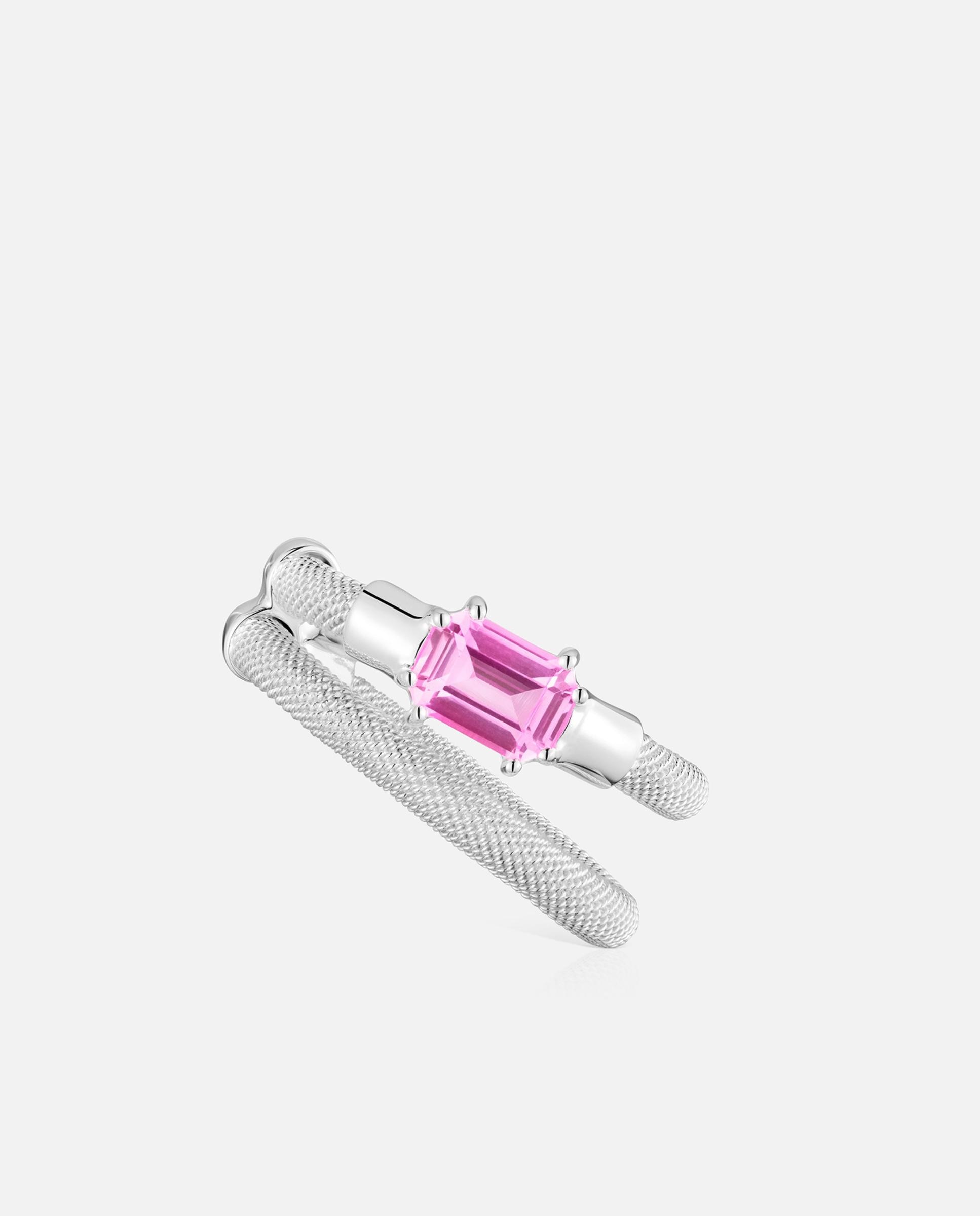 Piercing Earcuff Mesh Lgg de Prata e Safira Rosa-1
