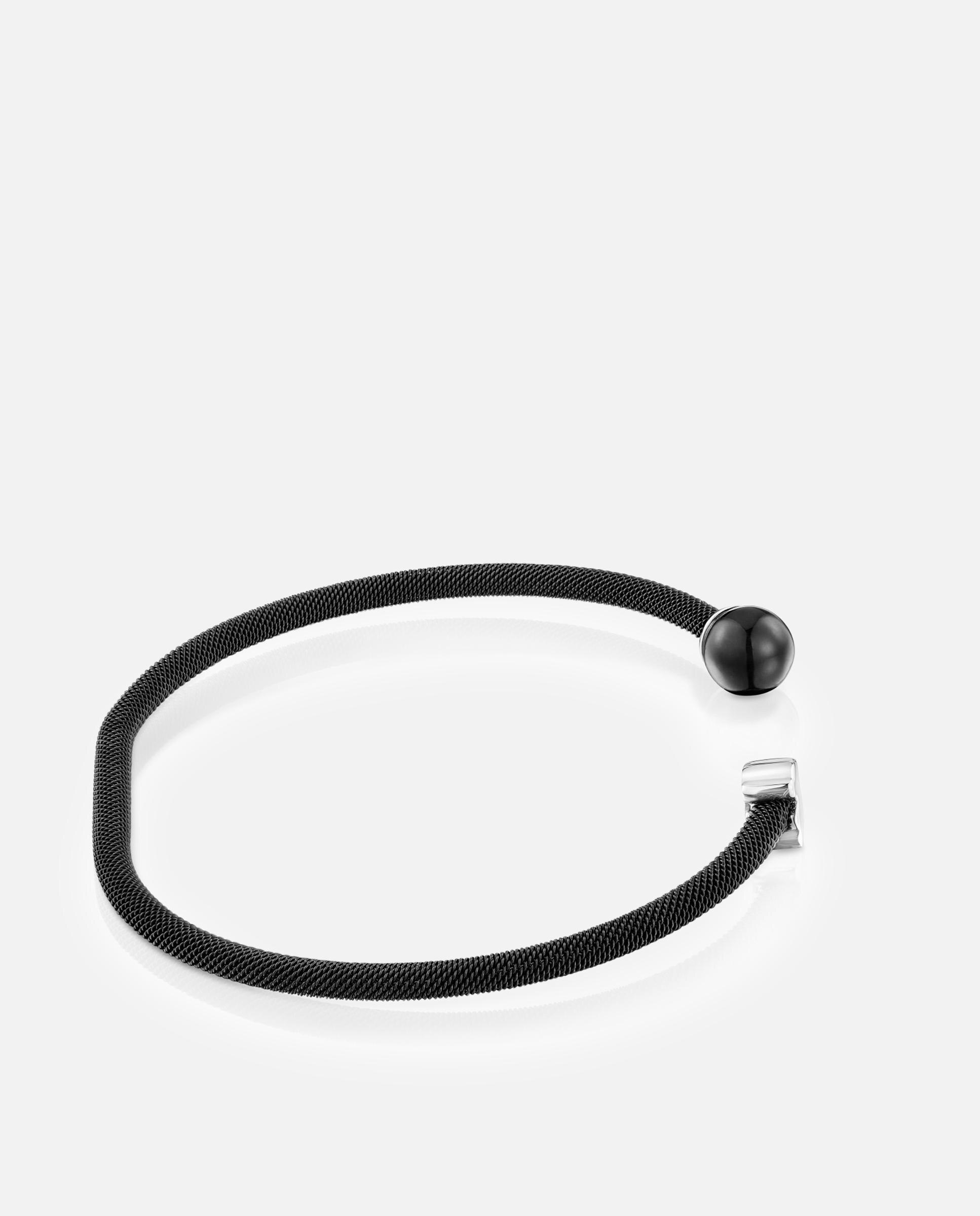 Pulseira Rígida Icon Mesh de Aço em Preto e Olho de Falcão Preto-2
