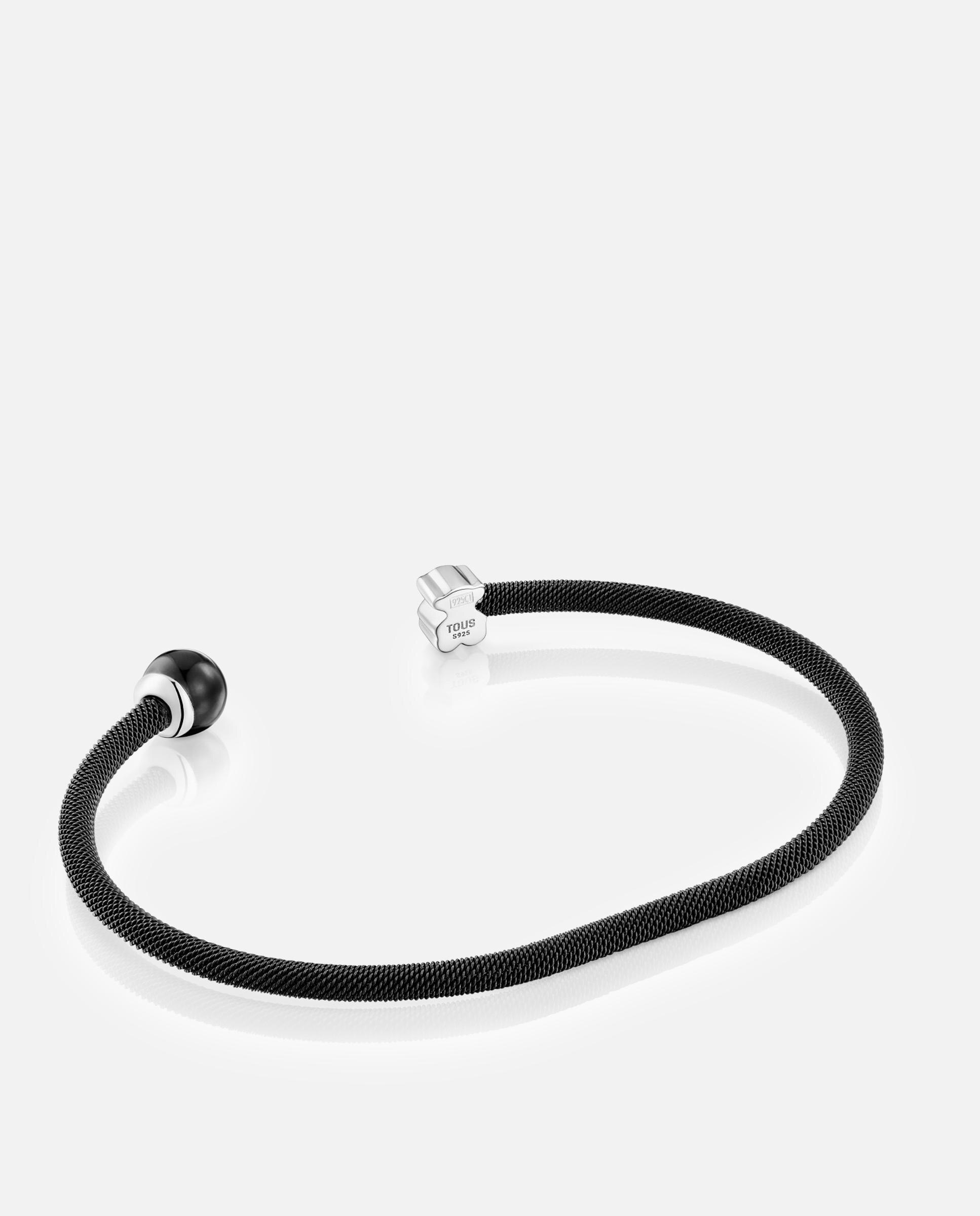 Pulseira Rígida Icon Mesh de Aço em Preto e Olho de Falcão Preto-3