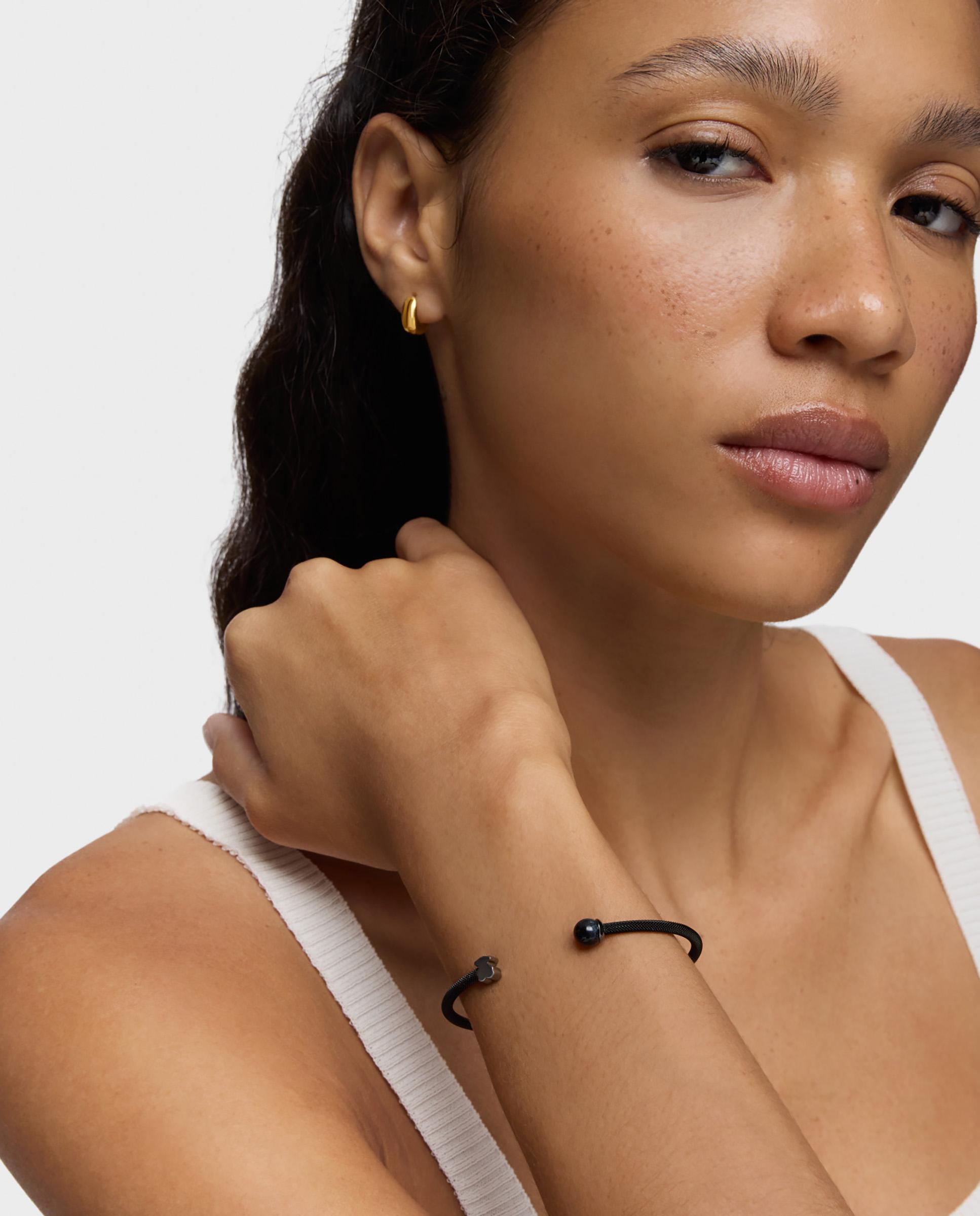 Pulseira Rígida Icon Mesh de Aço em Preto e Olho de Falcão Preto-4