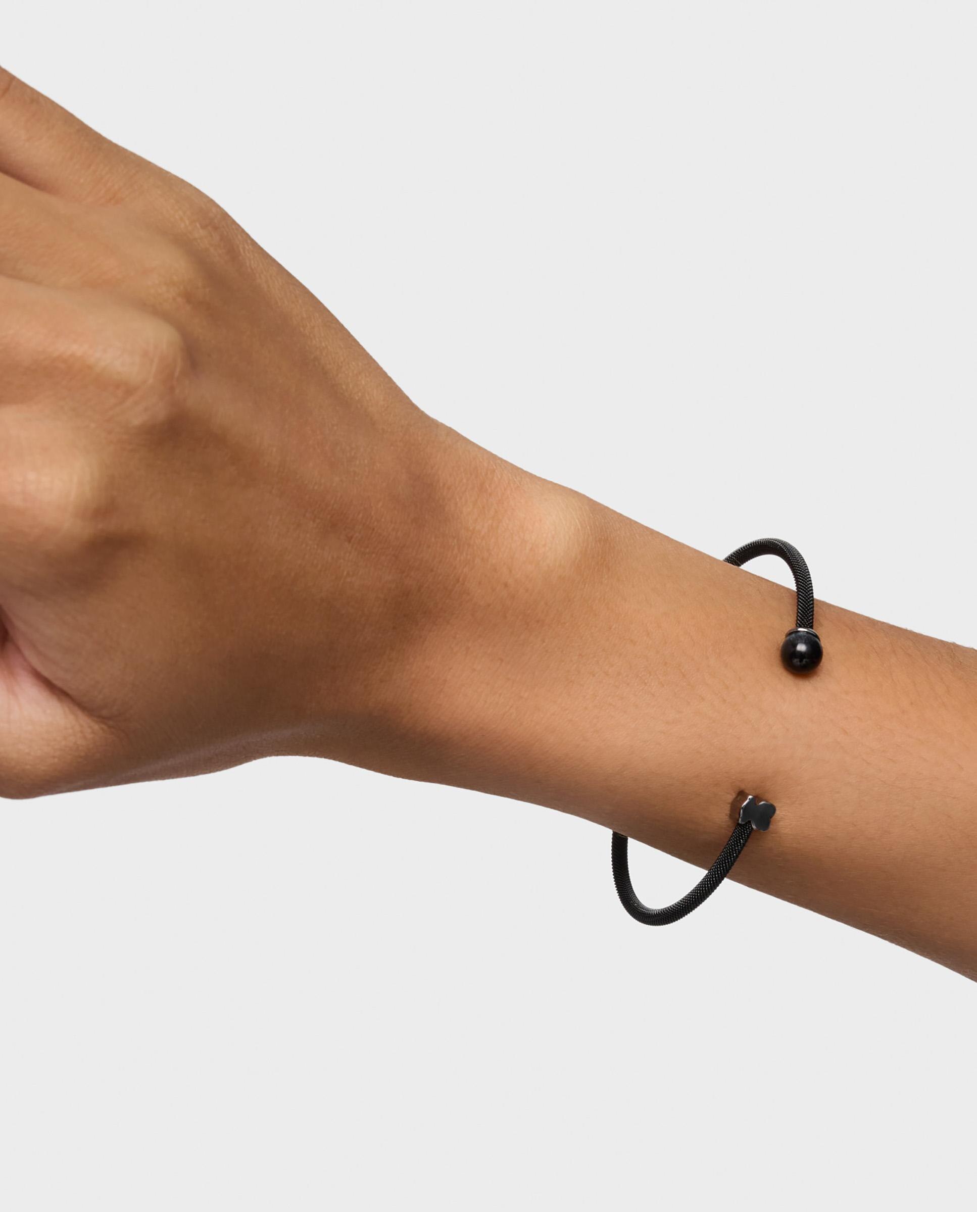 Pulseira Rígida Icon Mesh de Aço em Preto e Olho de Falcão Preto-6