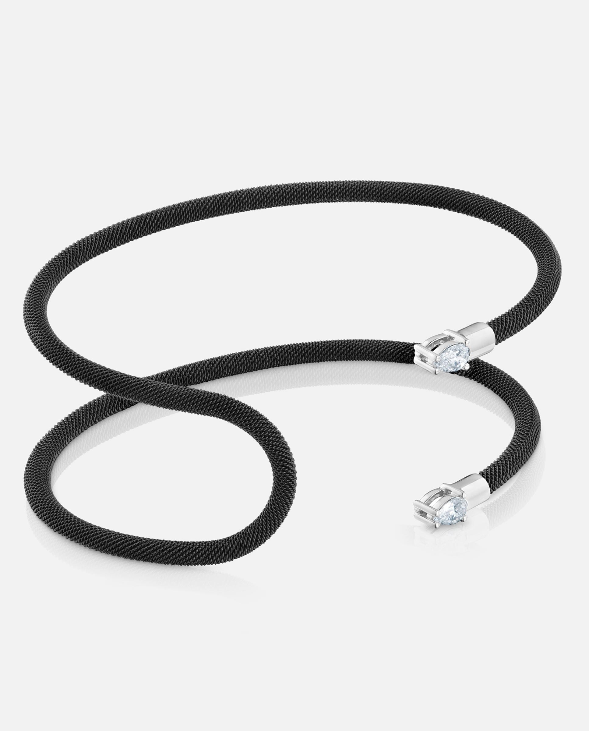 Pulseira Escrava Dupla de Platina, Aço em Preto e Diamantes Tous Mesh Lgd Preto-1