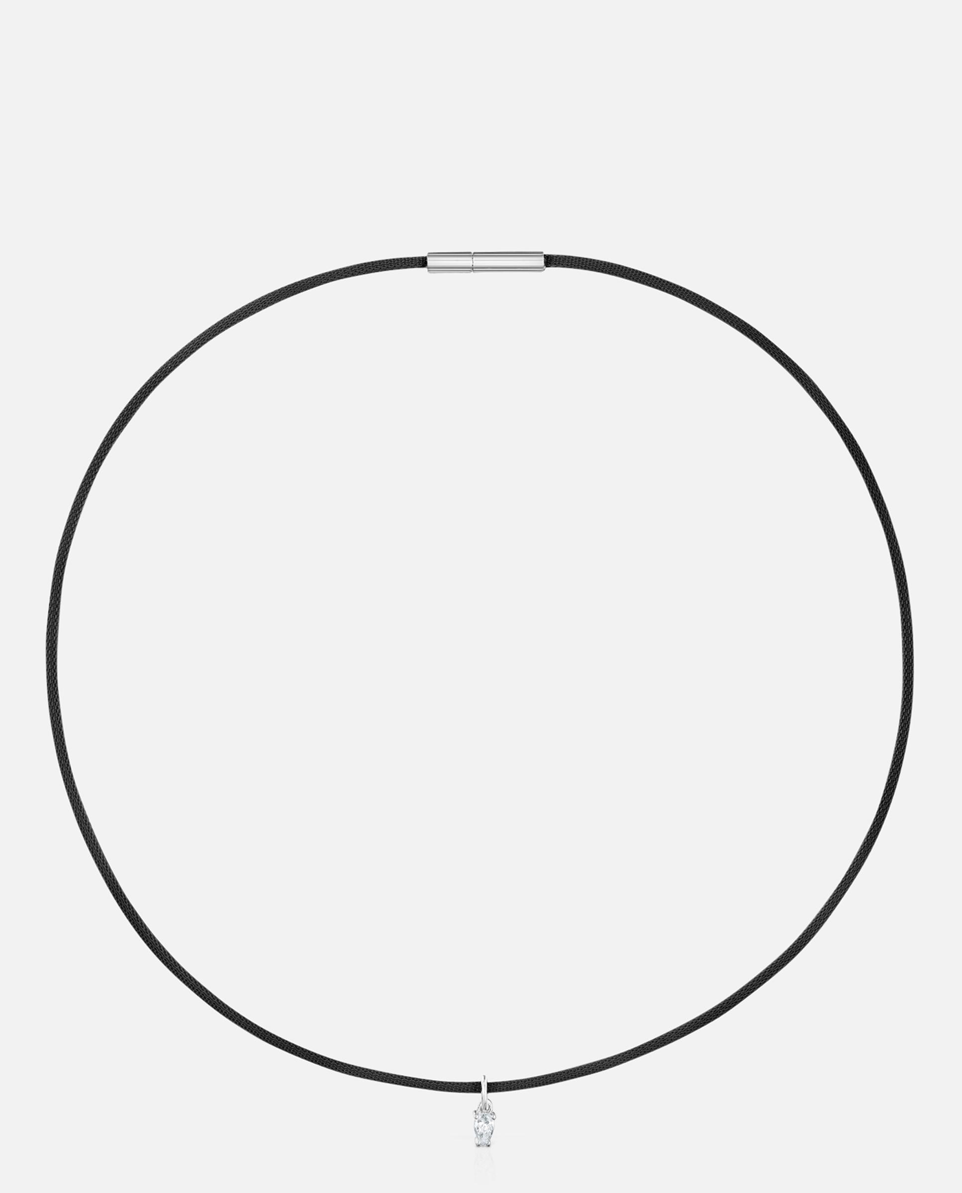 Colar Mesh Lgd de Platina, Aço em Preto e Diamantes Preto / Prata-1