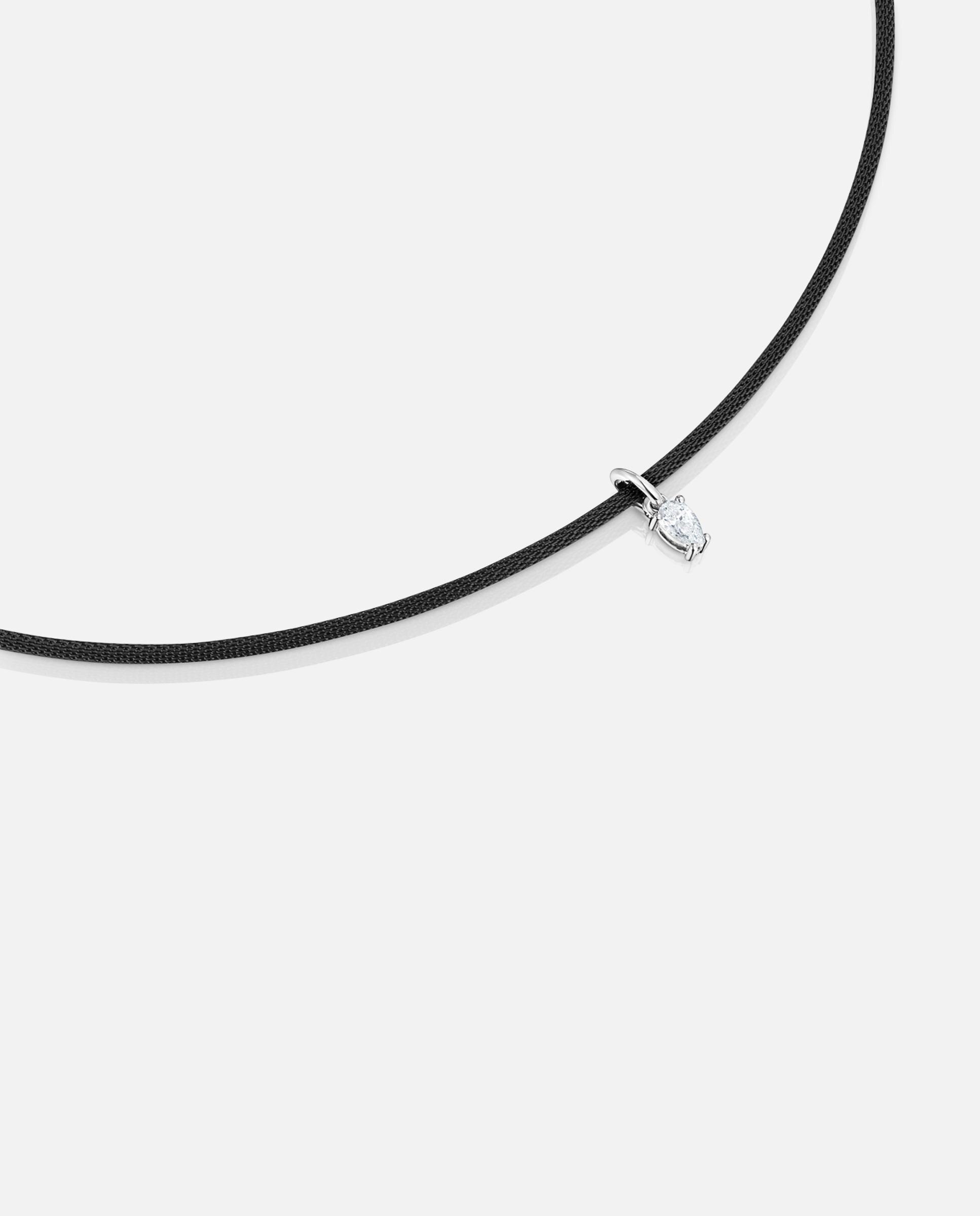 Colar Mesh Lgd de Platina, Aço em Preto e Diamantes Preto / Prata-2