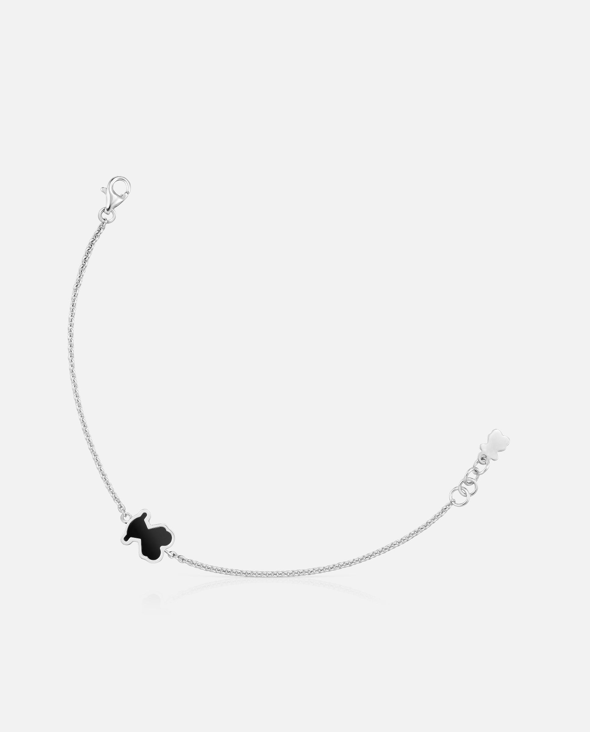 Pulseira de Corrente Galaxy de Prata e Metacrilato em Preto Preto / Prata-1
