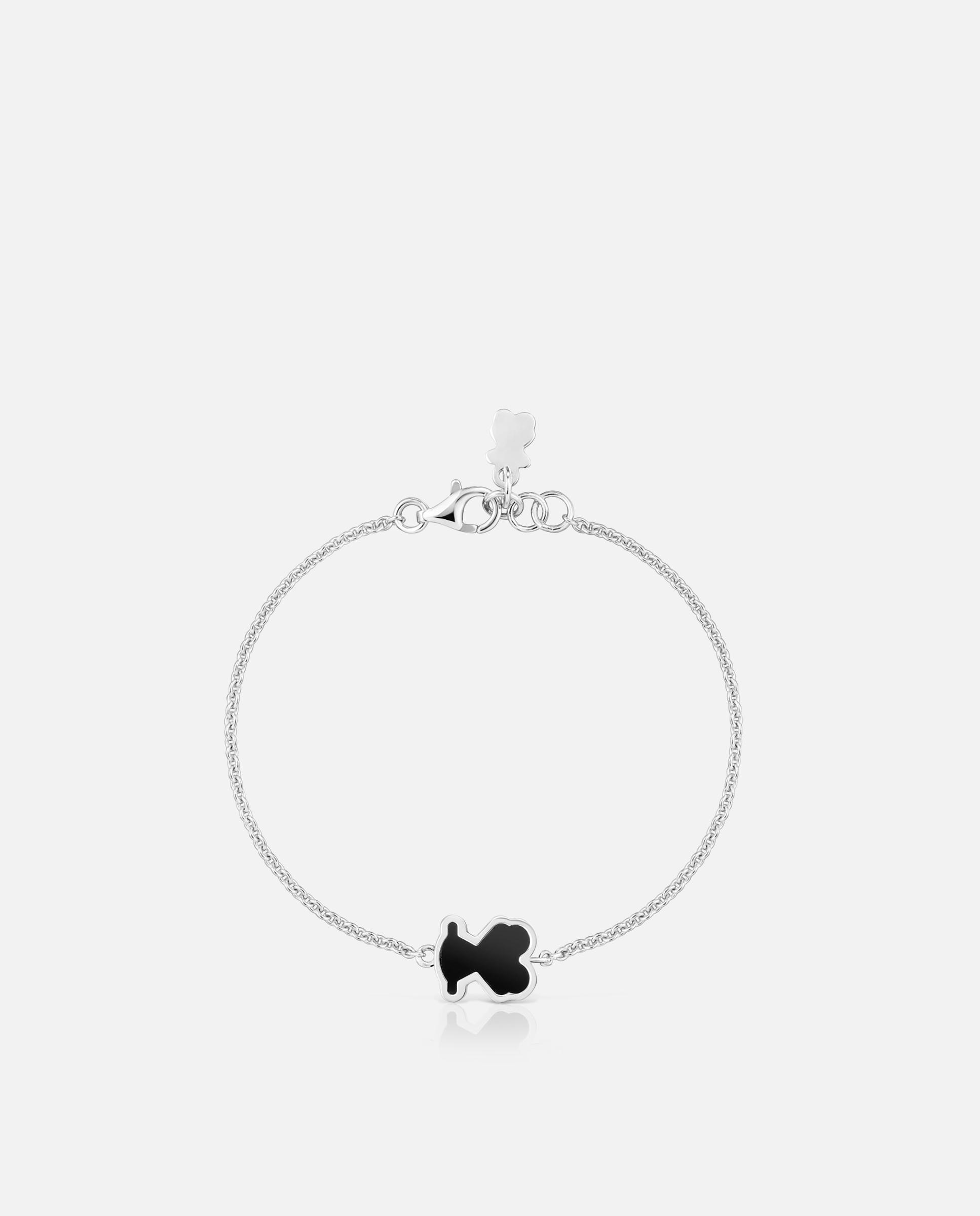 Pulseira de Corrente Galaxy de Prata e Metacrilato em Preto Preto / Prata-2