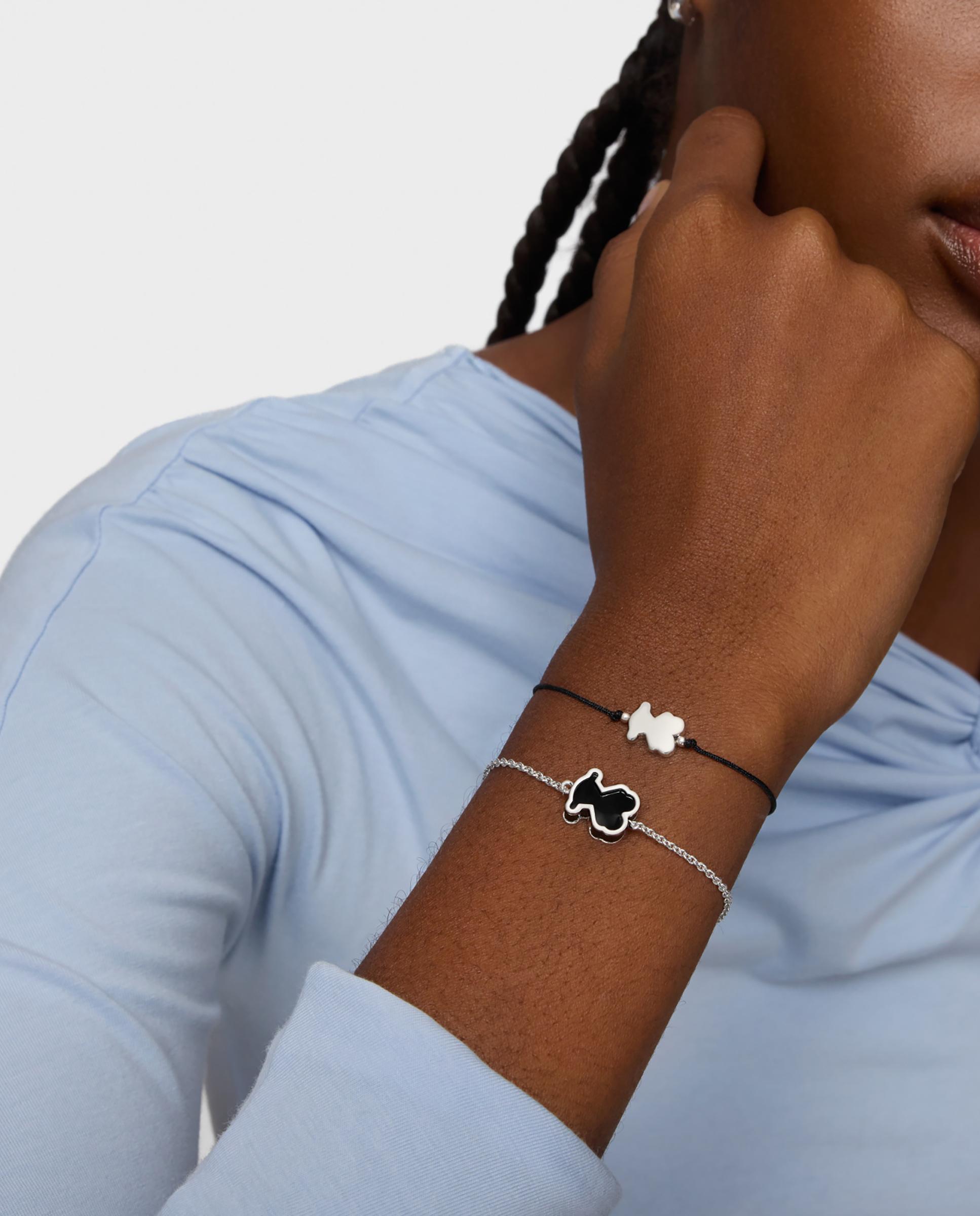 Pulseira de Corrente Galaxy de Prata e Metacrilato em Preto Preto / Prata-5