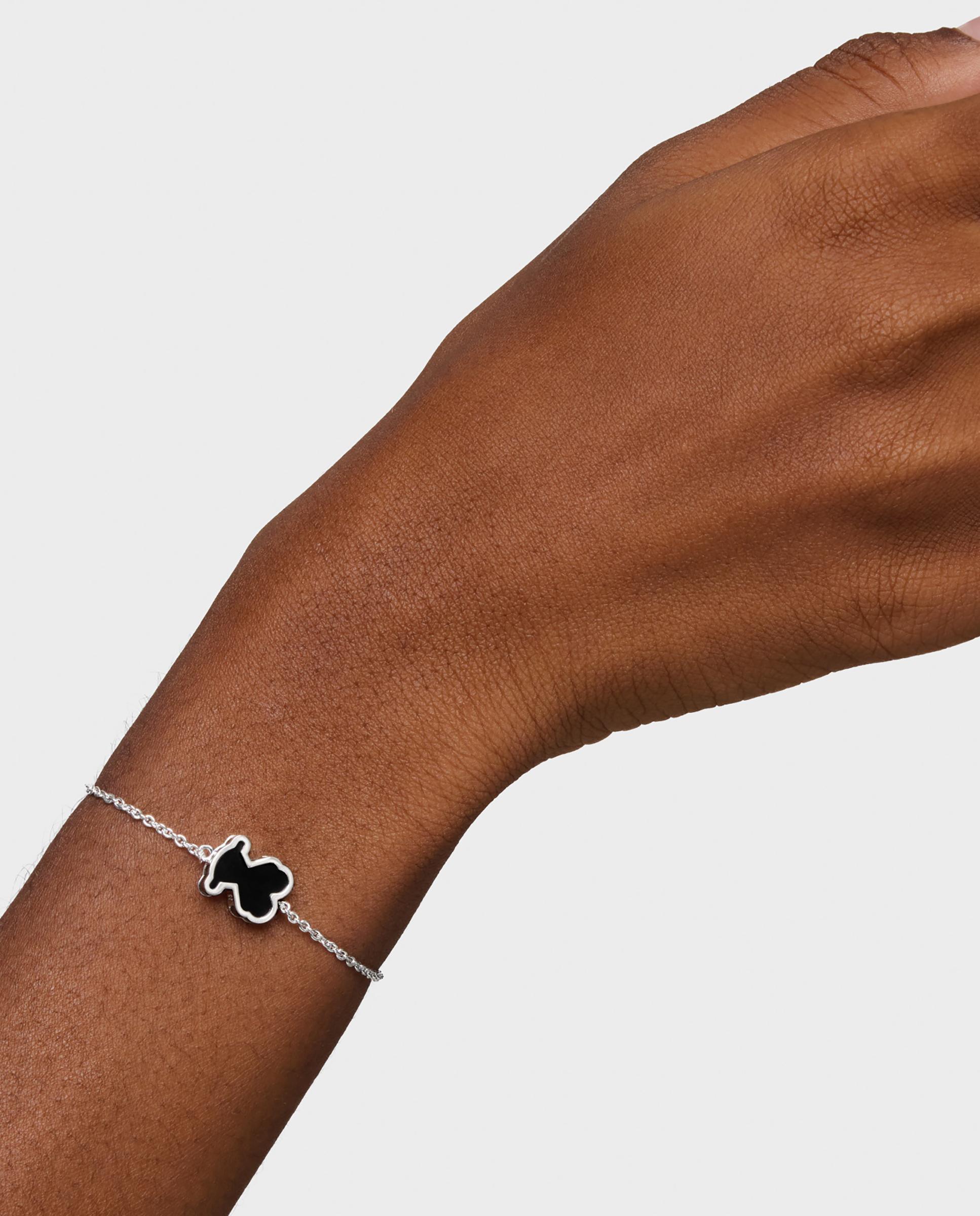 Pulseira de Corrente Galaxy de Prata e Metacrilato em Preto Preto / Prata-6