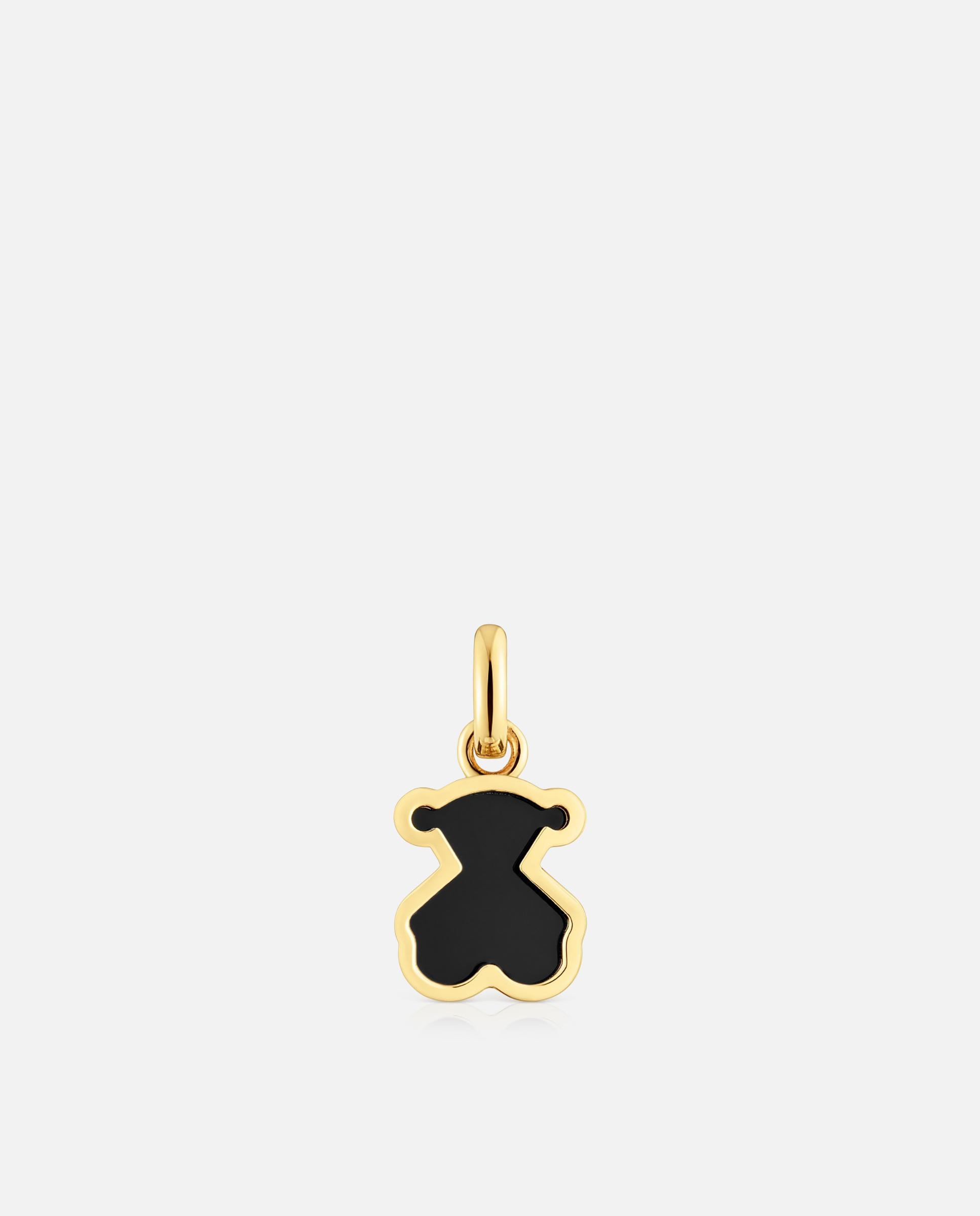 Pendente Galaxy com Banho de Ouro 18 Kt Sobre Prata e Metacrilato em Preto Preto-1