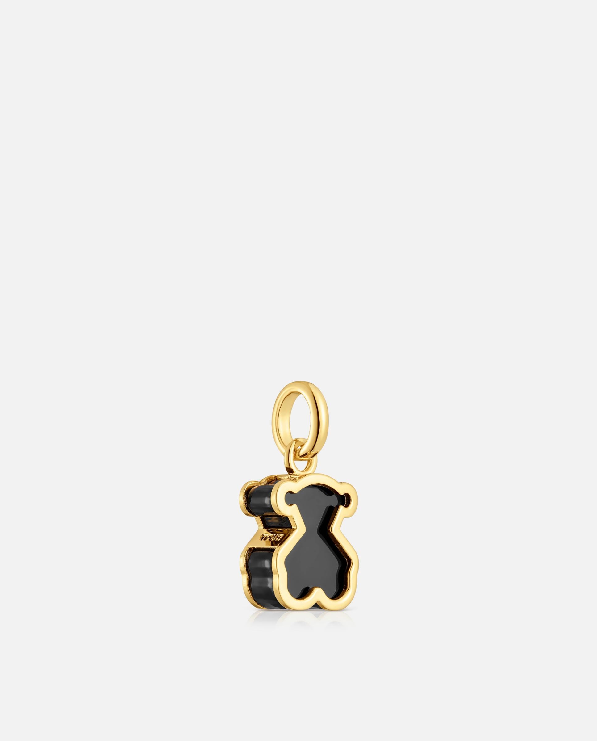 Pendente Galaxy com Banho de Ouro 18 Kt Sobre Prata e Metacrilato em Preto Preto-2