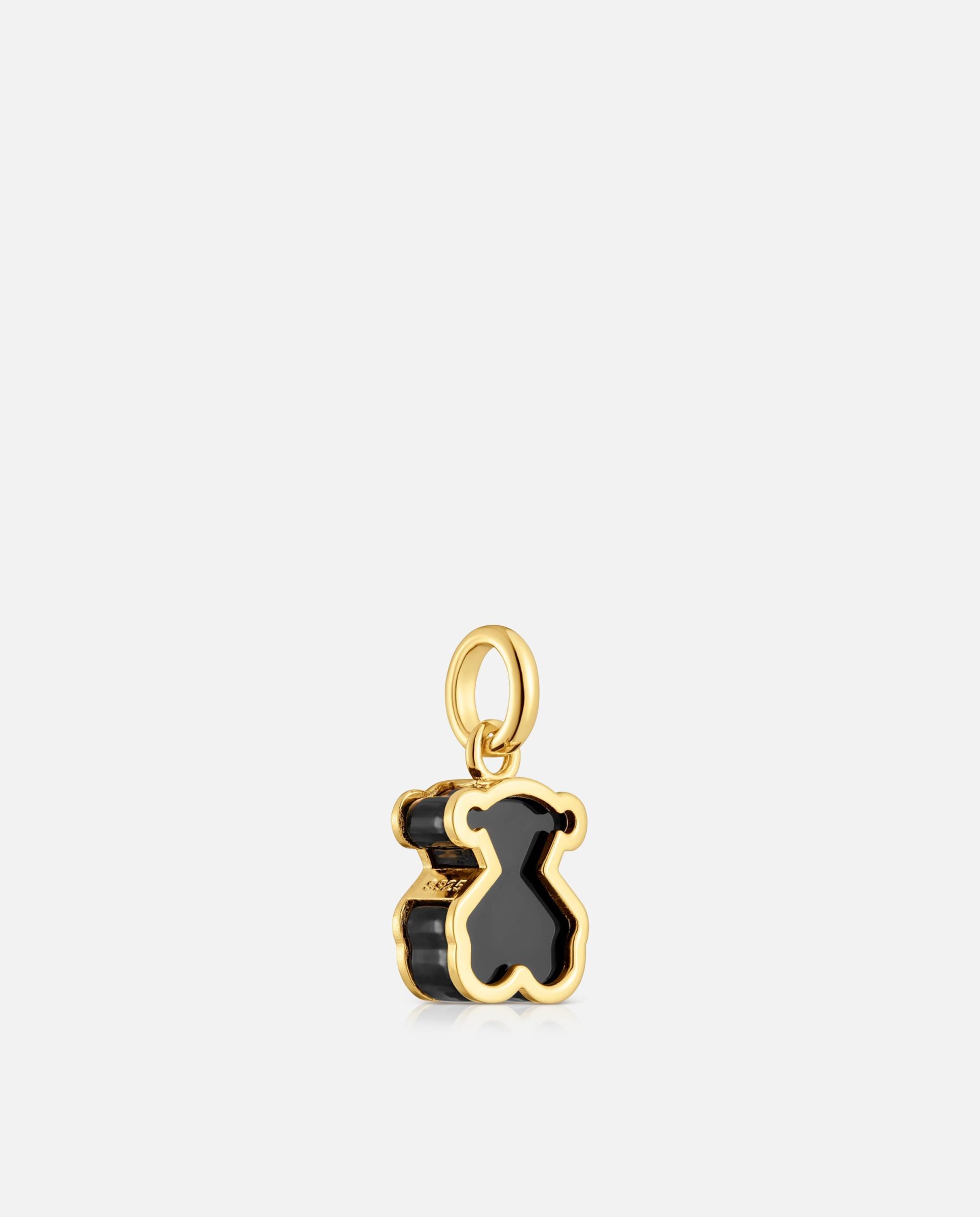 Pendente Galaxy com Banho de Ouro 18 Kt Sobre Prata e Metacrilato em Preto Preto-3