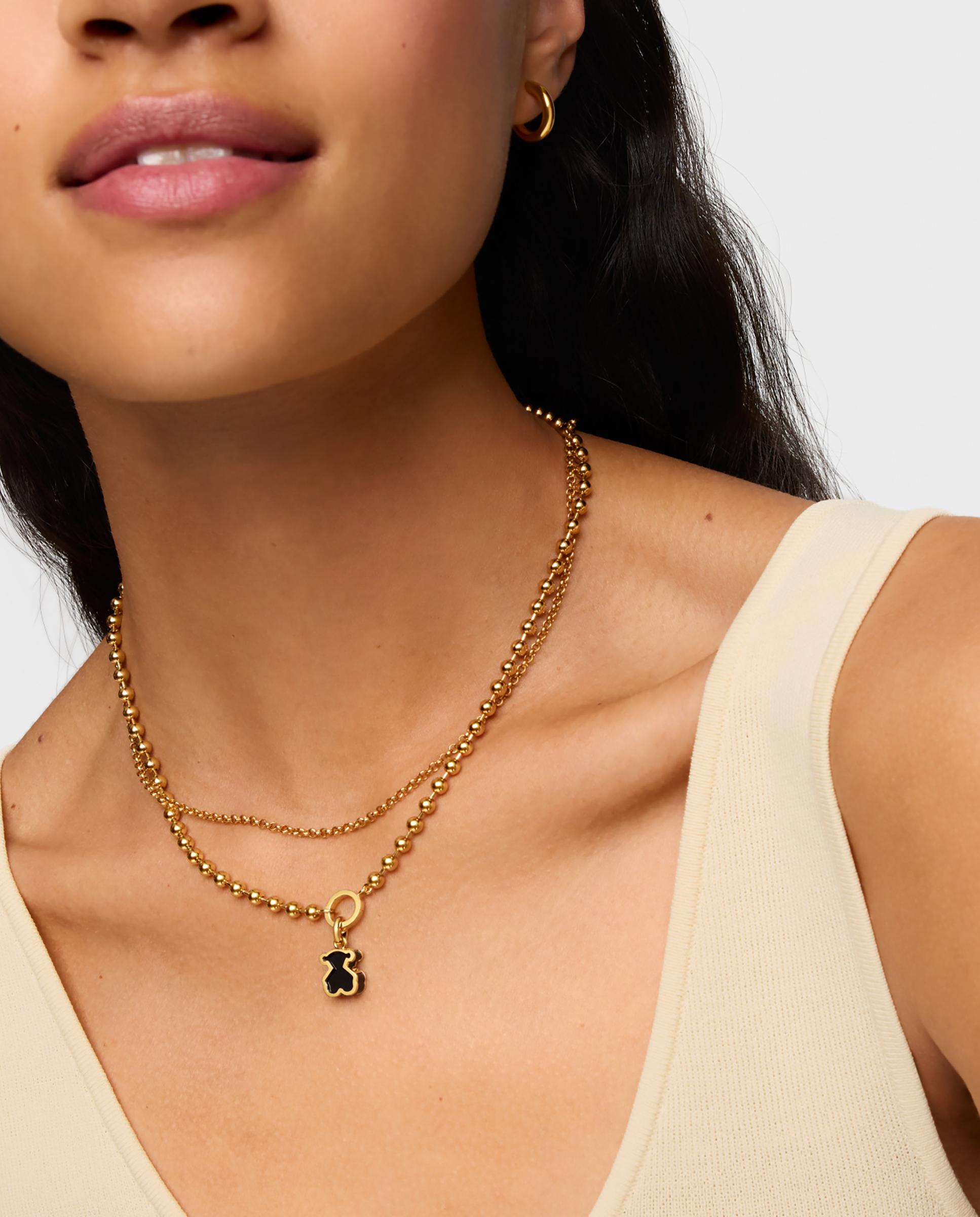 Pendente Galaxy com Banho de Ouro 18 Kt Sobre Prata e Metacrilato em Preto Preto-5