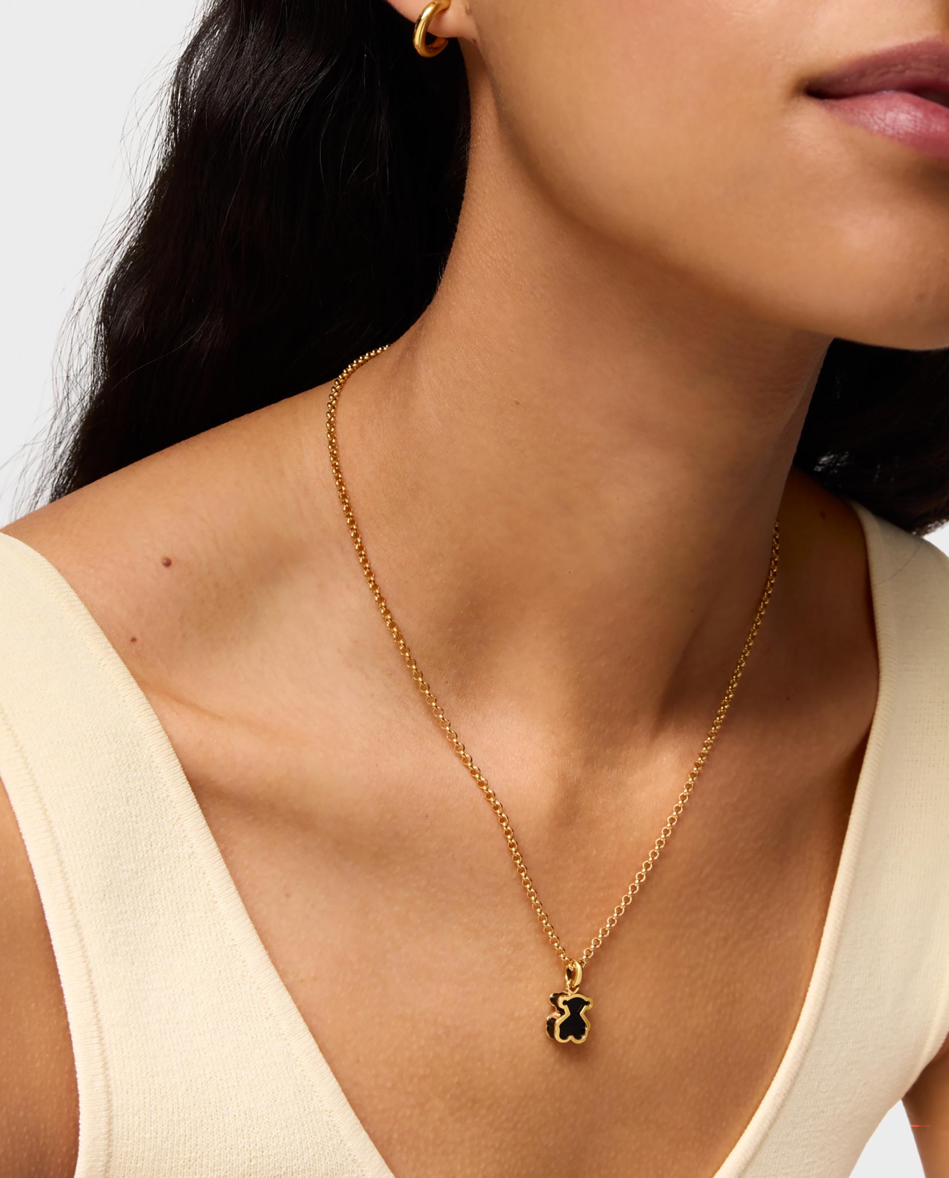 Pendente Galaxy com Banho de Ouro 18 Kt Sobre Prata e Metacrilato em Preto Preto-6