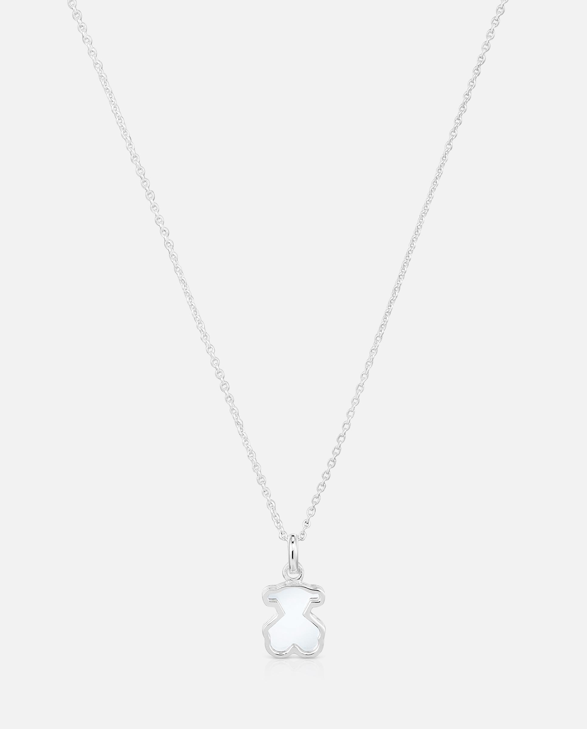 Colar Galaxy Curto de Prata e Metacrilato em Branco Prateado-6