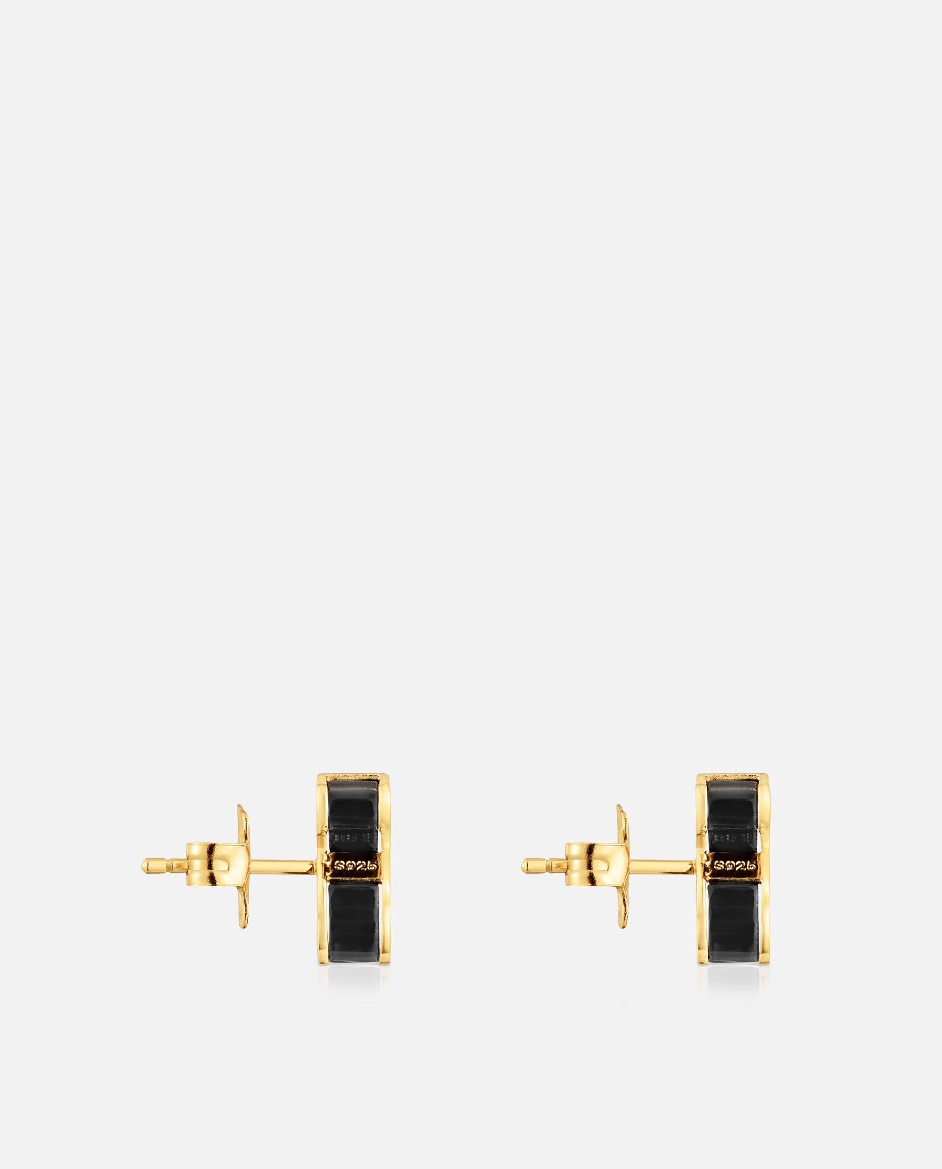 Brincos Galaxy com Banho de Ouro 18 Kt Sobre Prata e Metacrilato em Preto Preto-2