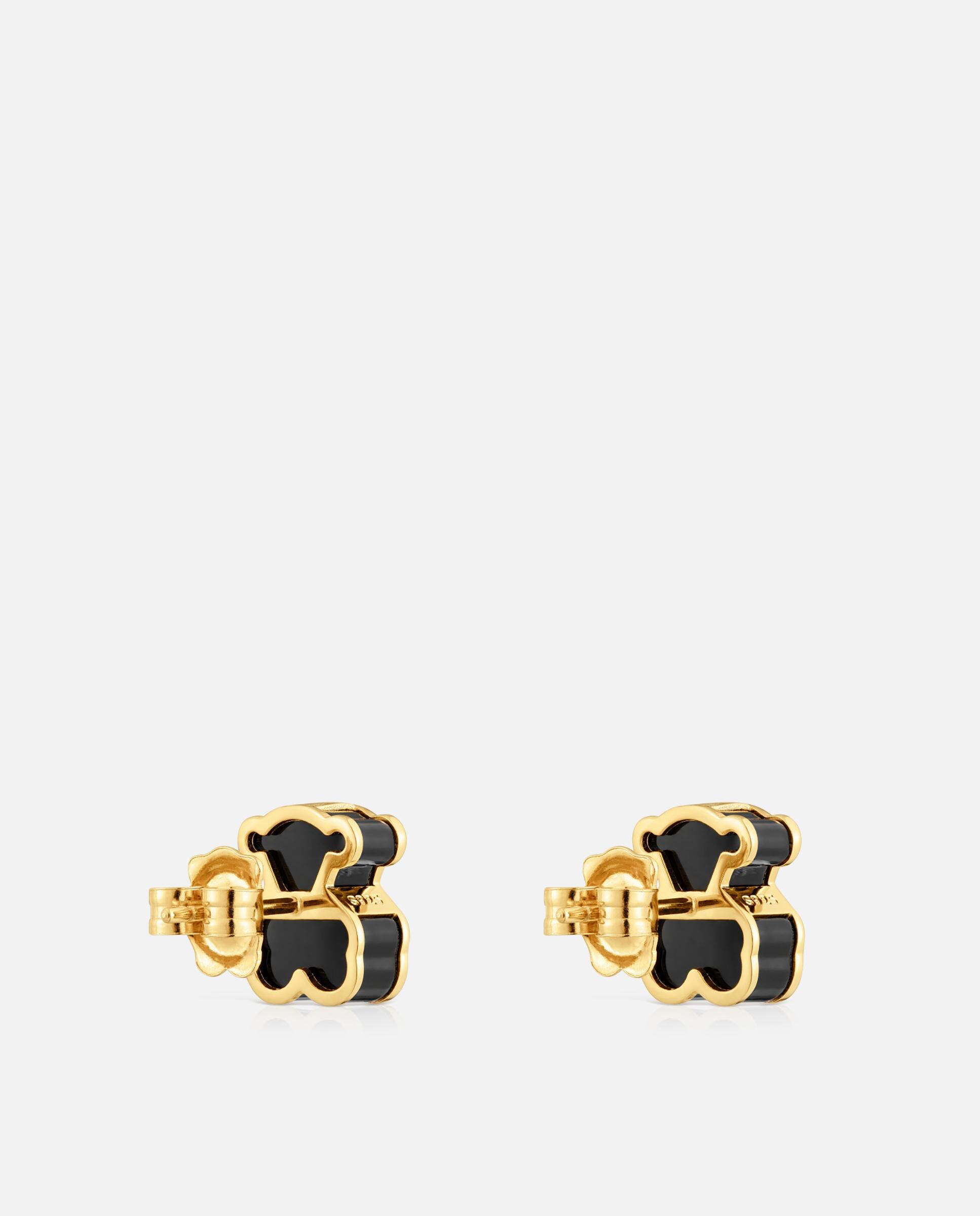 Brincos Galaxy com Banho de Ouro 18 Kt Sobre Prata e Metacrilato em Preto Preto-3