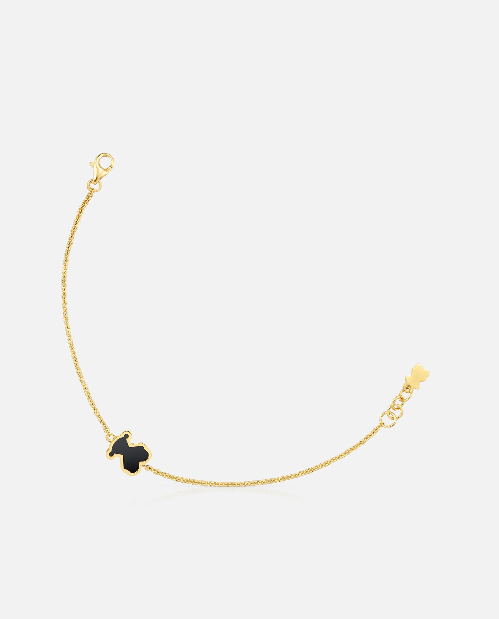Pulseira de Corrente Galaxy com Banho de Ouro 18 Kt Sobre Prata e Metacrilato em Preto Preto-1