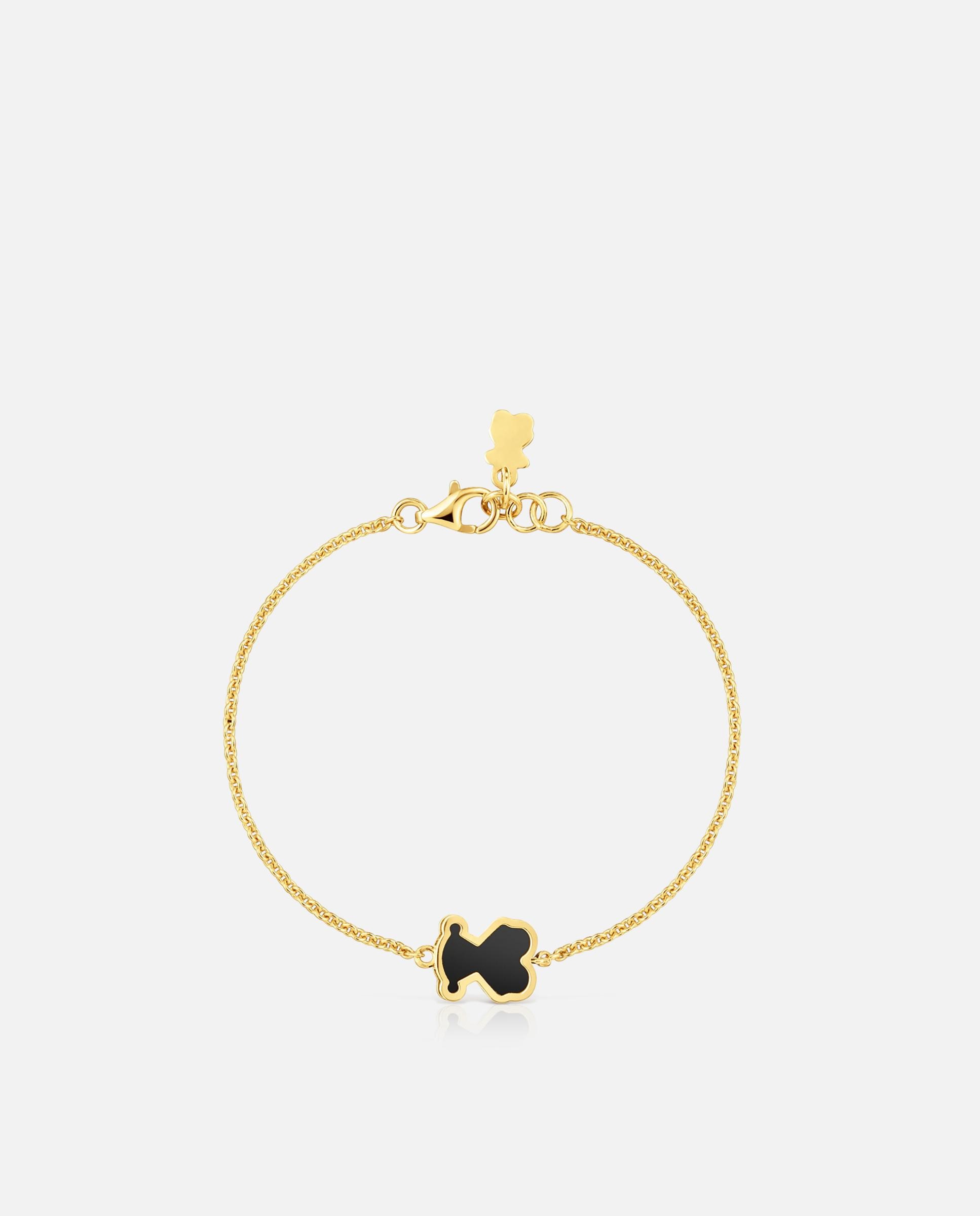 Pulseira de Corrente Galaxy com Banho de Ouro 18 Kt Sobre Prata e Metacrilato em Preto Preto-2