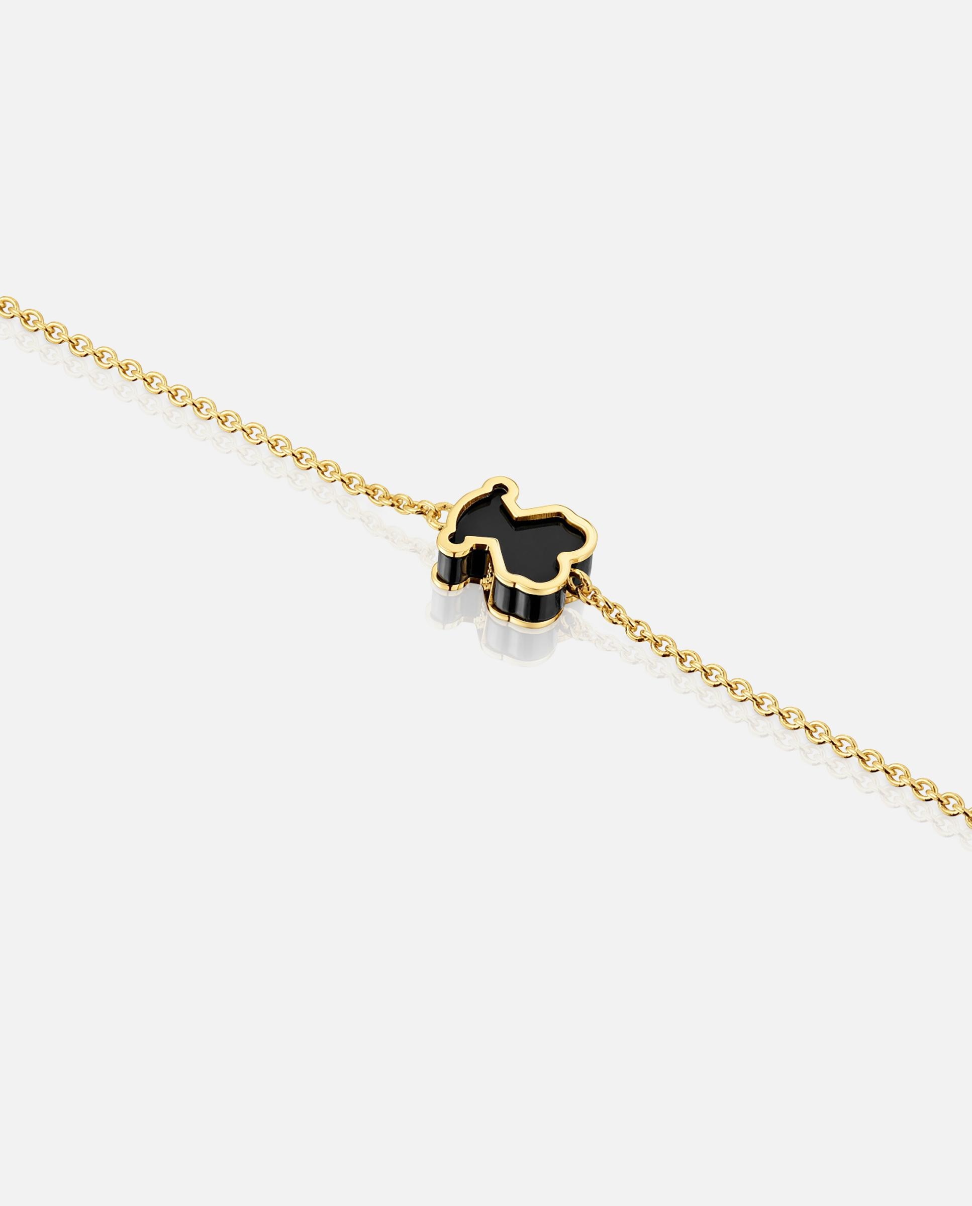 Pulseira de Corrente Galaxy com Banho de Ouro 18 Kt Sobre Prata e Metacrilato em Preto Preto-3