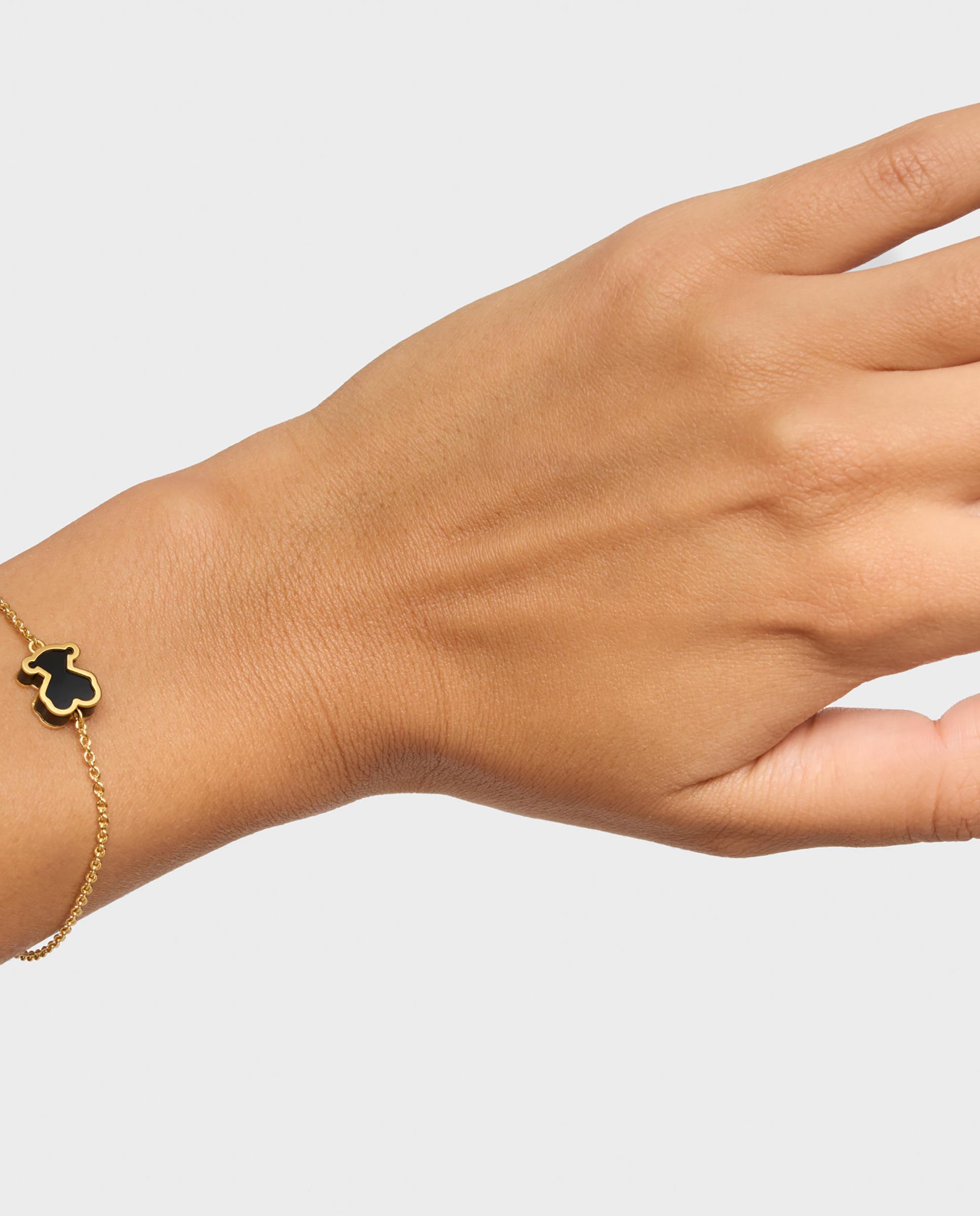 Pulseira de Corrente Galaxy com Banho de Ouro 18 Kt Sobre Prata e Metacrilato em Preto Preto-6