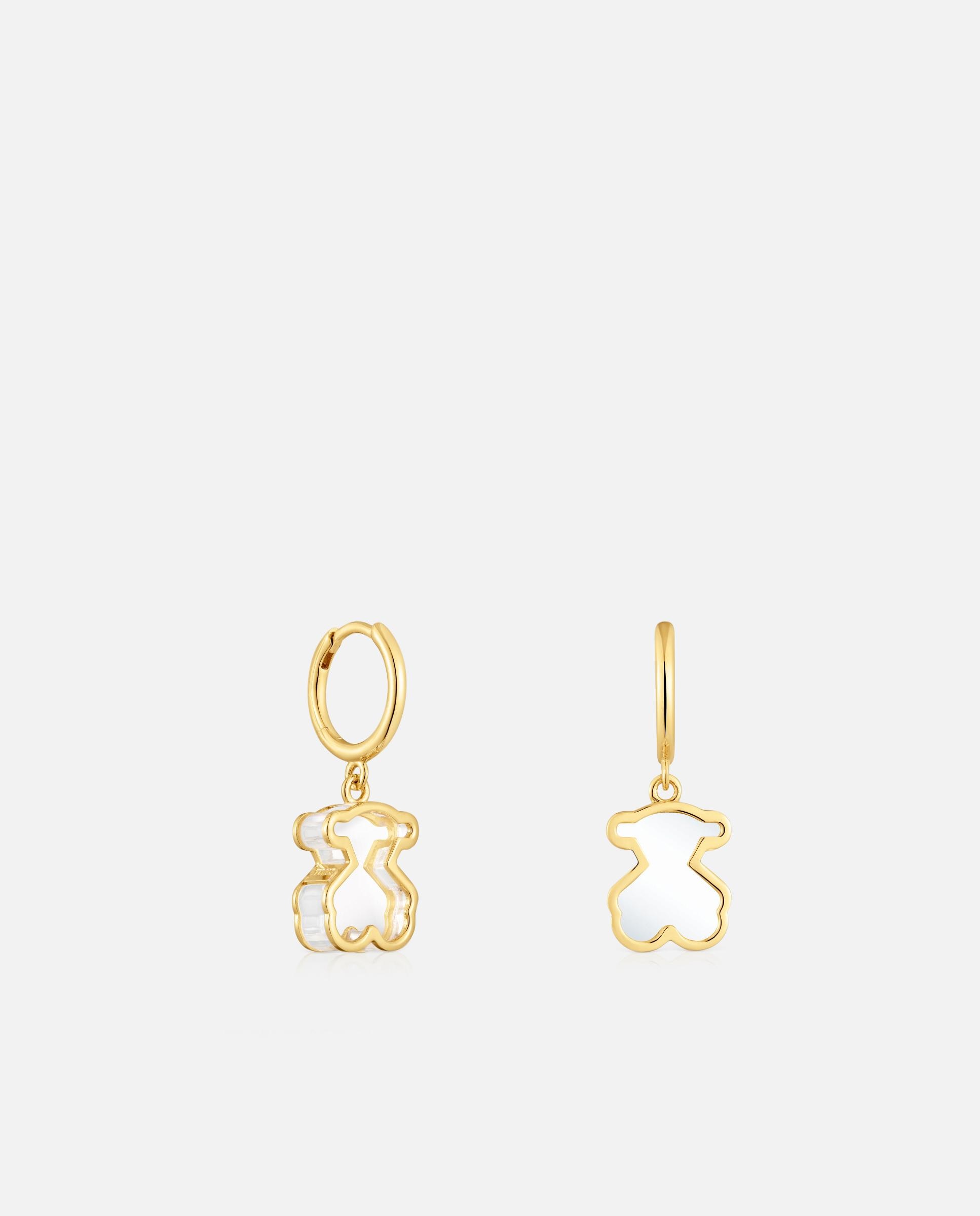 Brincos de Aro Galaxy com Banho de Ouro 18 Kt Sobre Prata e Metacrilato em Branco Branco-1