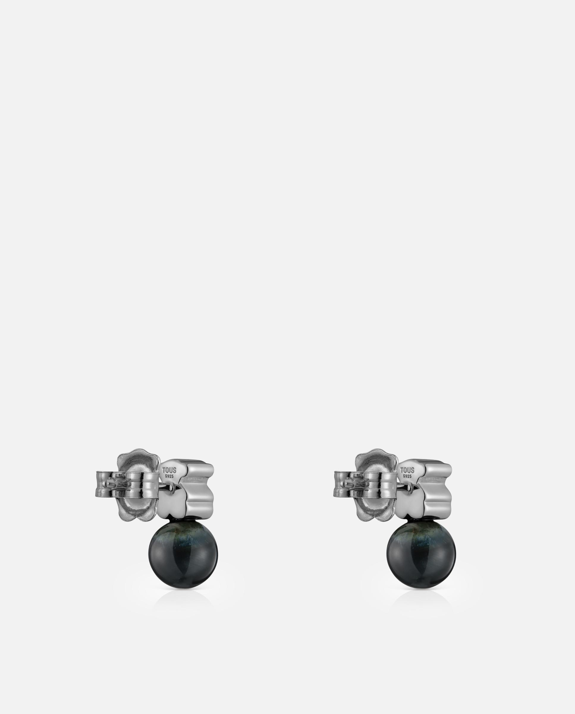 Brincos Icon Mesh de Prata Dark Silver e Olho de Falcão Prata-3