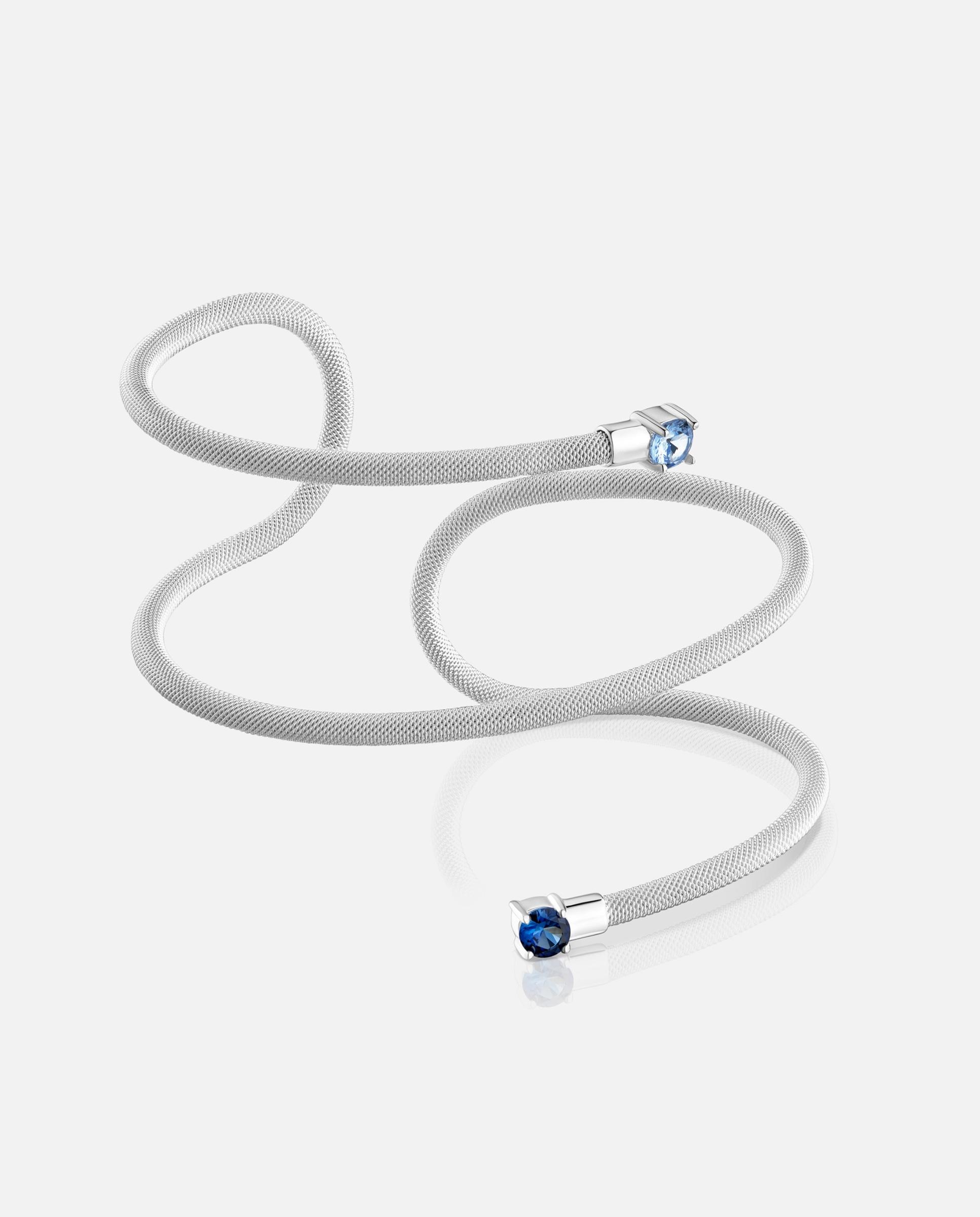 Pulseira Escrava de Prata Dupla e Gemas Tous Mesh Lgg Azul-1