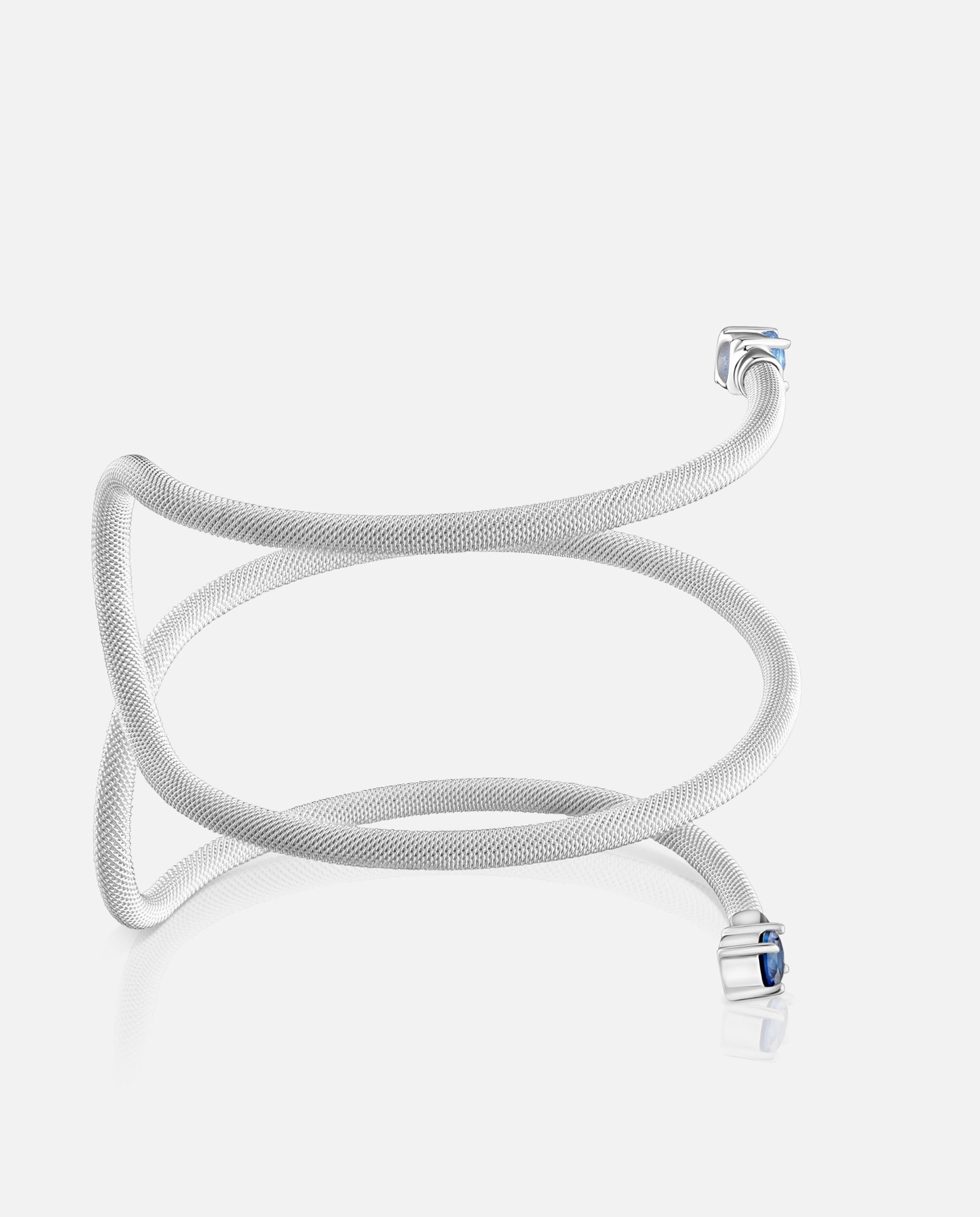 Pulseira Escrava de Prata Dupla e Gemas Tous Mesh Lgg Azul-2