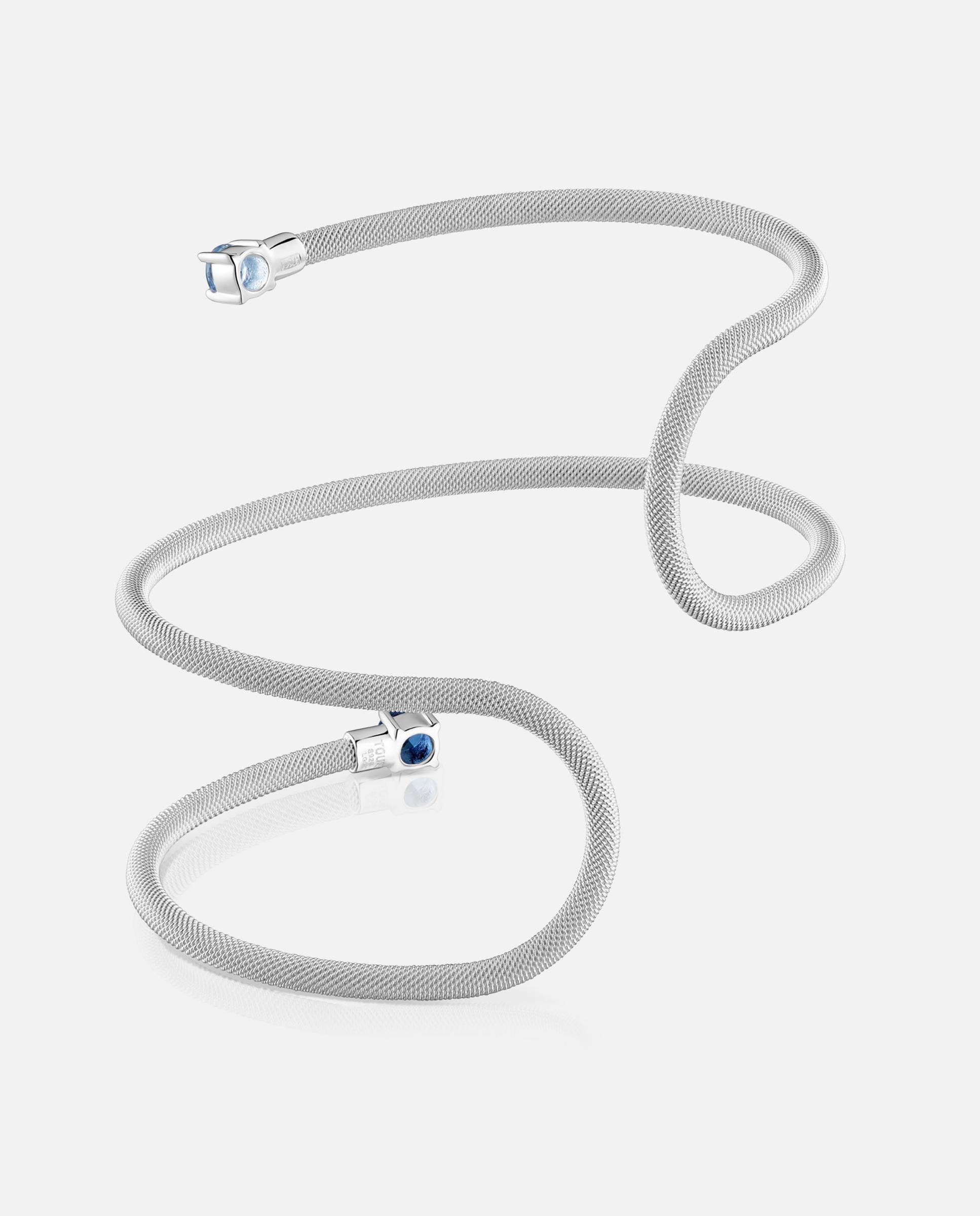 Pulseira Escrava de Prata Dupla e Gemas Tous Mesh Lgg Azul-3