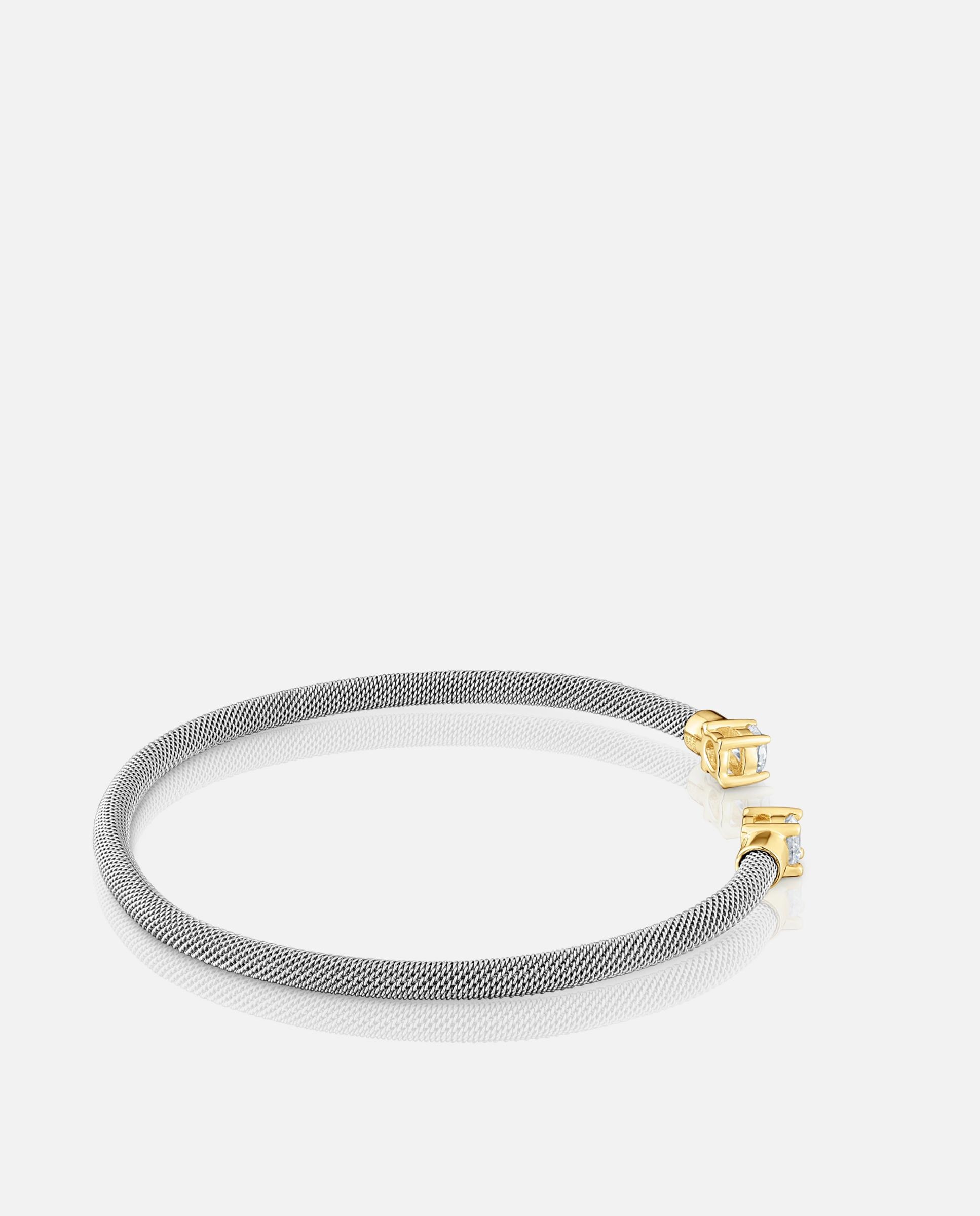 Bracelete Escrava Mesh Lgd em Aço, Ouro 14 Kt e Diamantes Branco-2