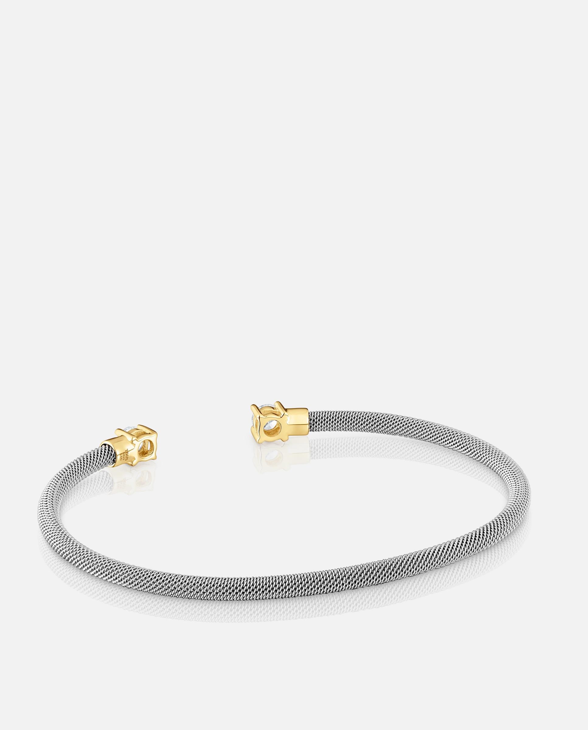 Bracelete Escrava Mesh Lgd em Aço, Ouro 14 Kt e Diamantes Branco-3