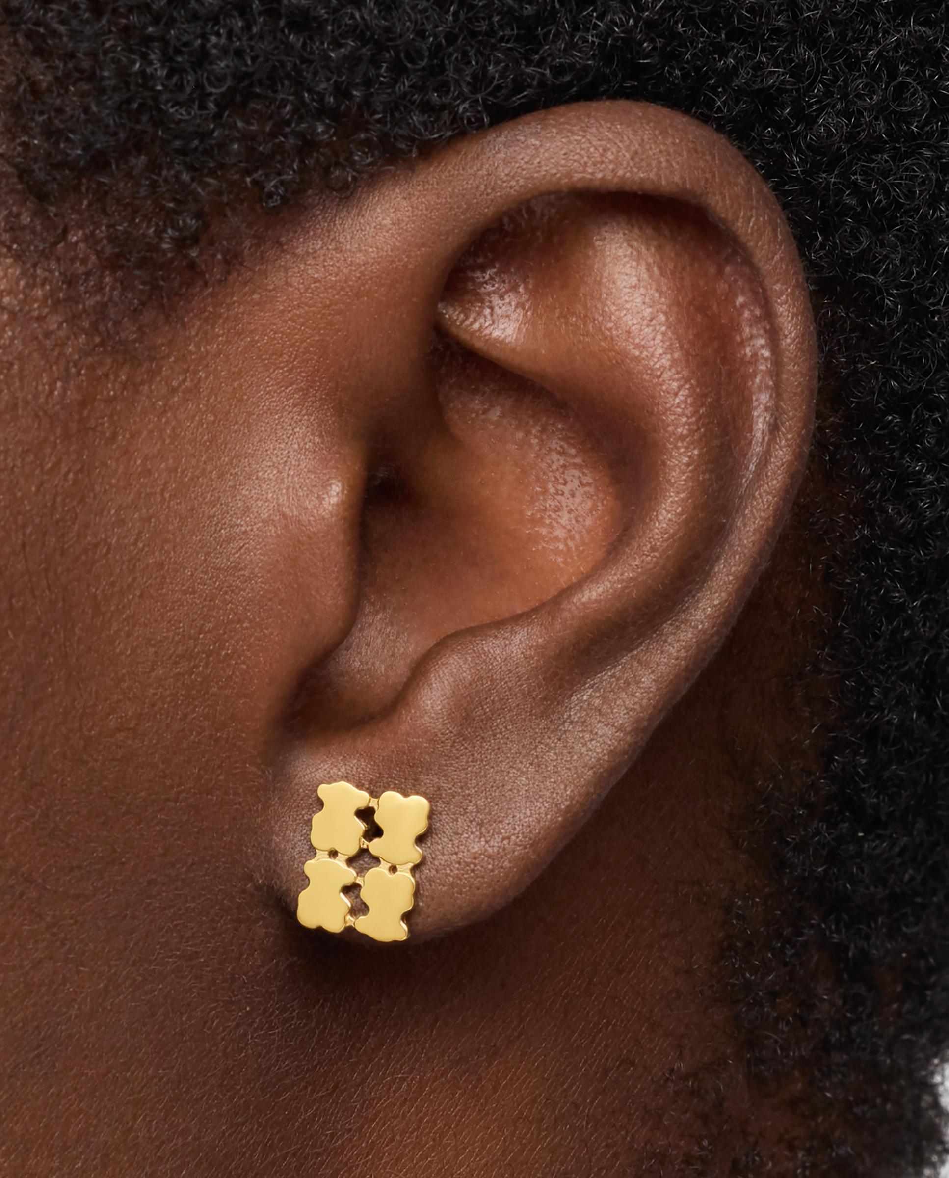Brincos com Banho de Ouro 18 Kt Sobre Prata Tous Sweet 40s Dourado-6