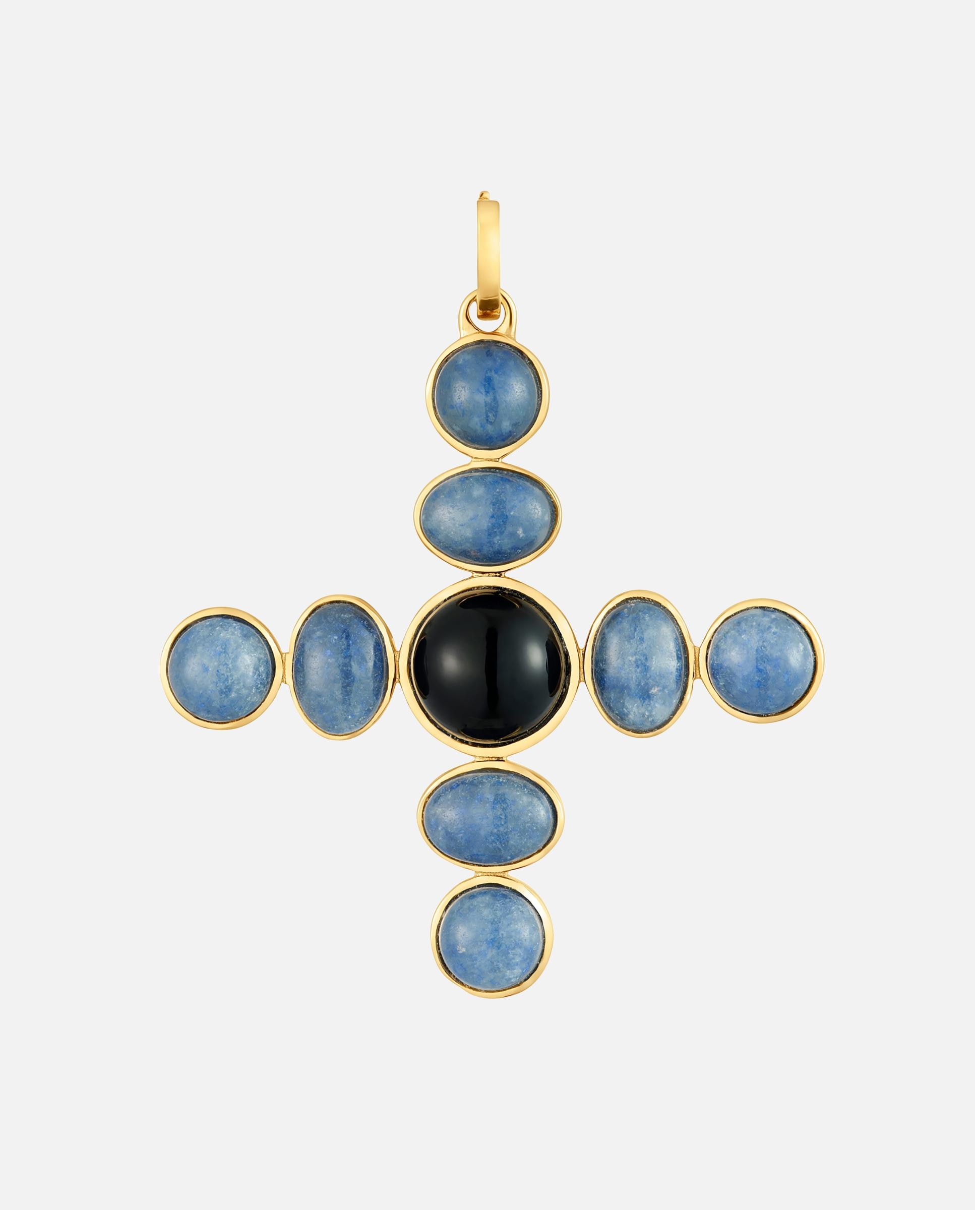 Pendente Tous Cruz Banhado a Ouro 18kt Sobre Prata e Gemas Multicolor-1