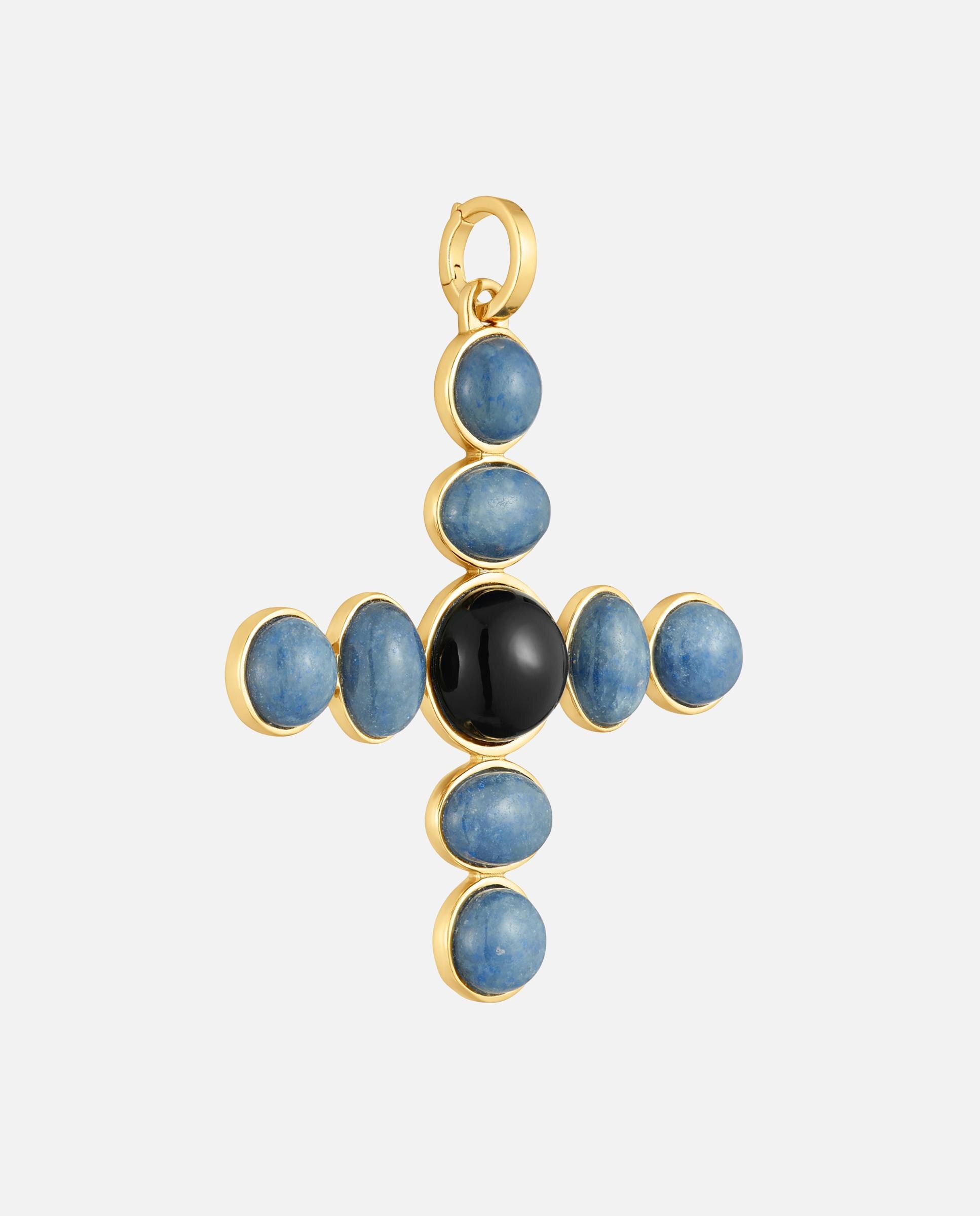 Pendente Tous Cruz Banhado a Ouro 18kt Sobre Prata e Gemas Multicolor-2