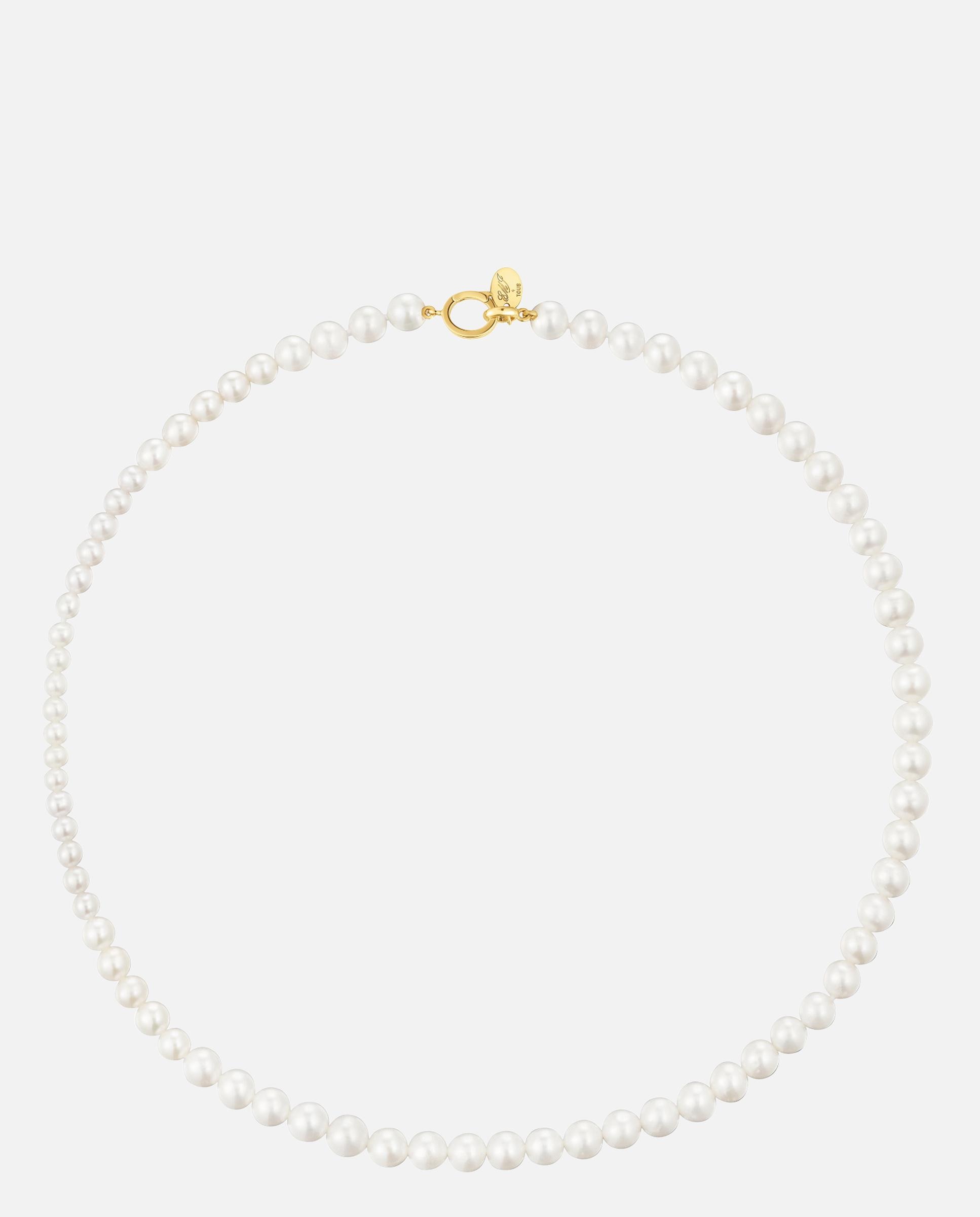 Colar Tous de Pérolas Banhado a Ouro 18 Kt Sobre Prata Branco-1