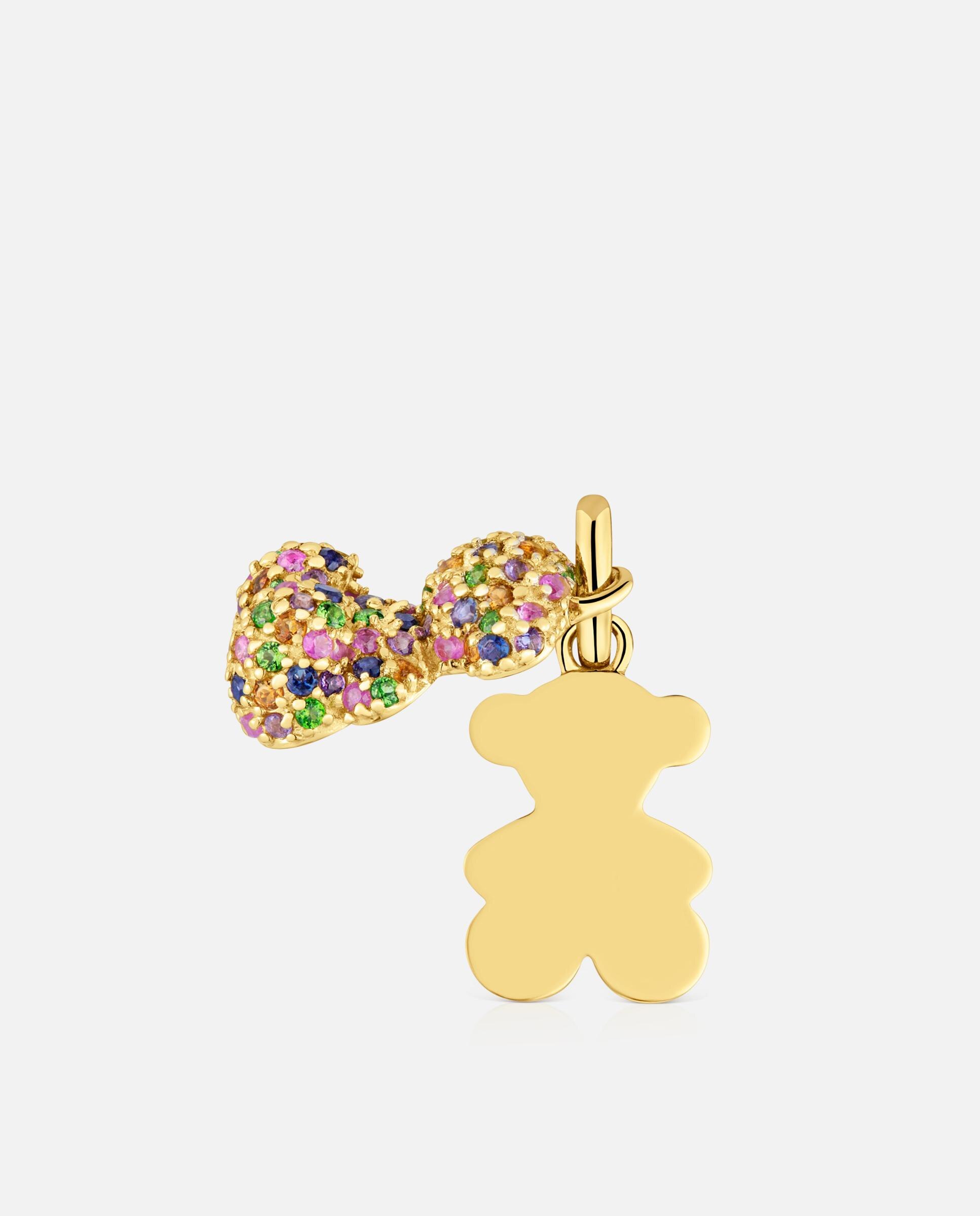 Pendente Bold Bear Duplo Urso de Ouro 14 Kt e Gemas Multicolor-4