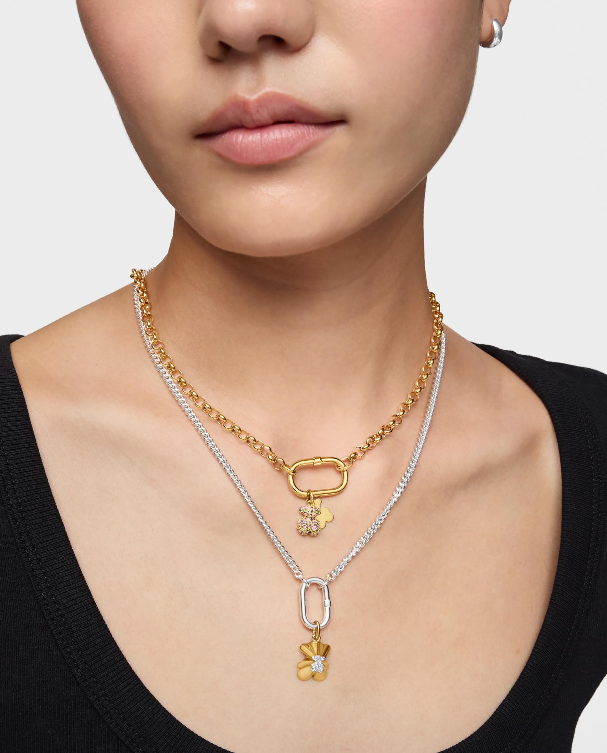 Pendente Bold Bear Duplo Urso de Ouro 14 Kt e Gemas Multicolor-6